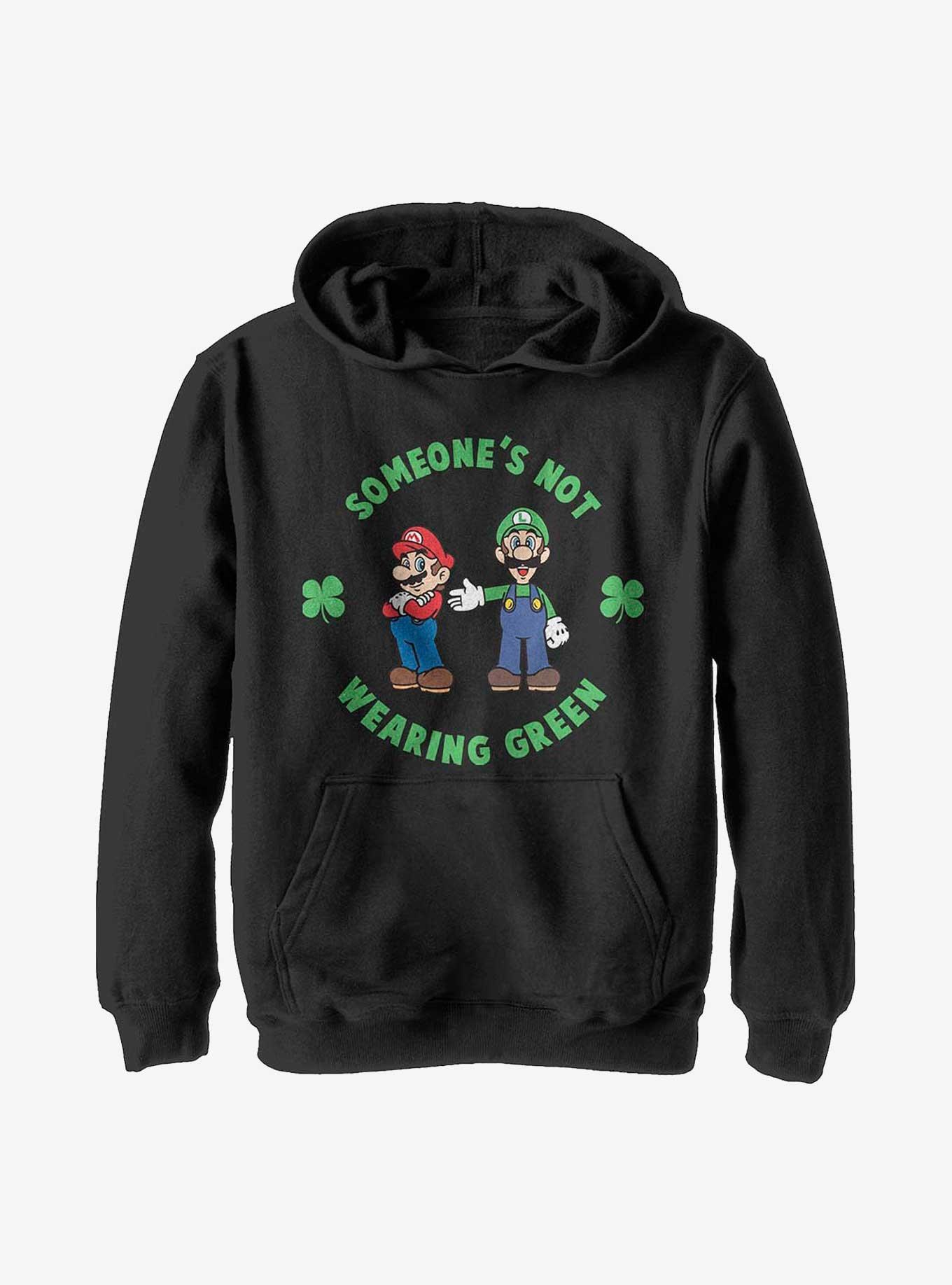Nintendo Super Mario Wear Green Youth Hoodie BLACK BoxLunch