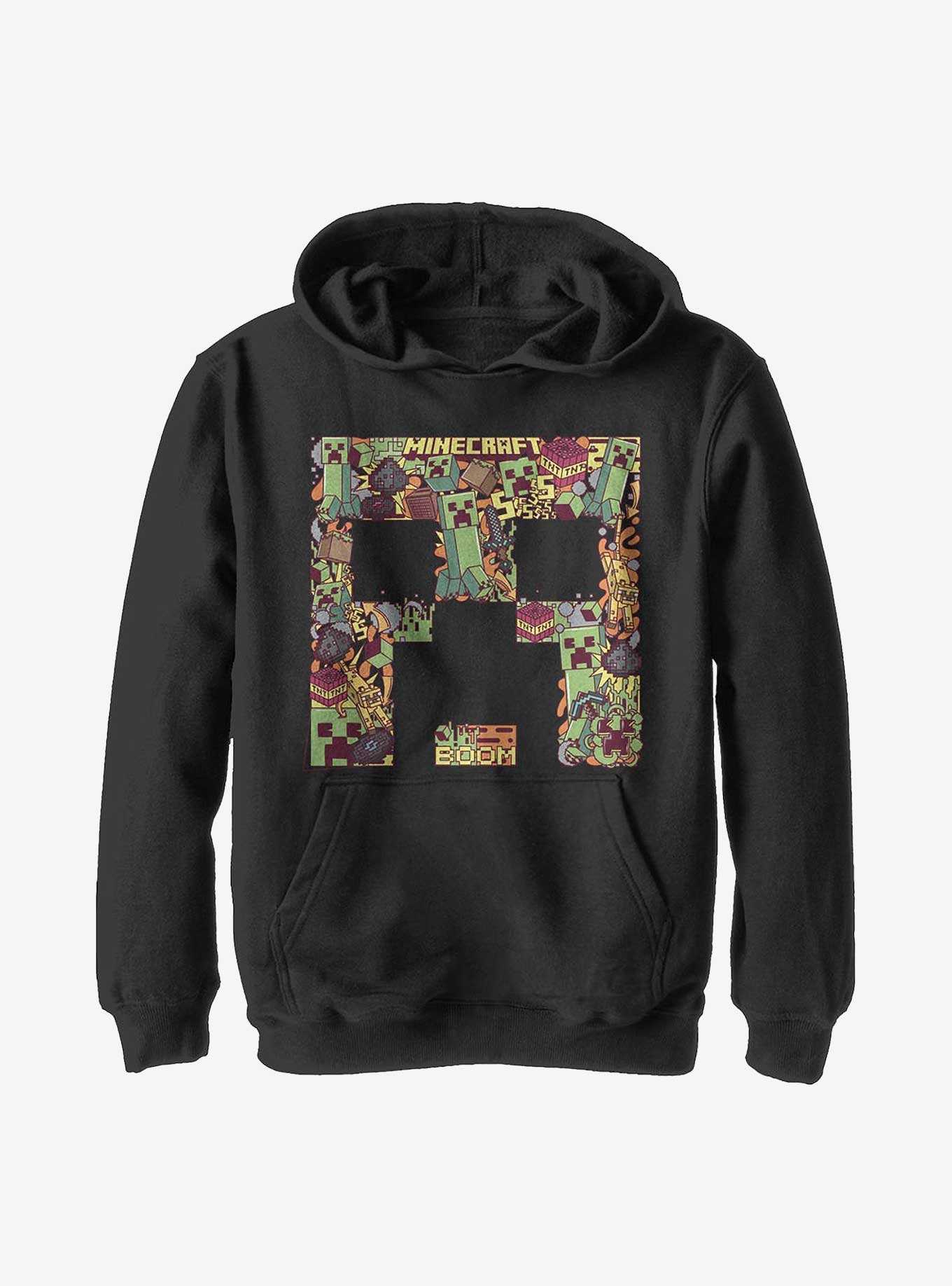 Minecraft Creeper Face Collage Youth Hoodie, , hi-res