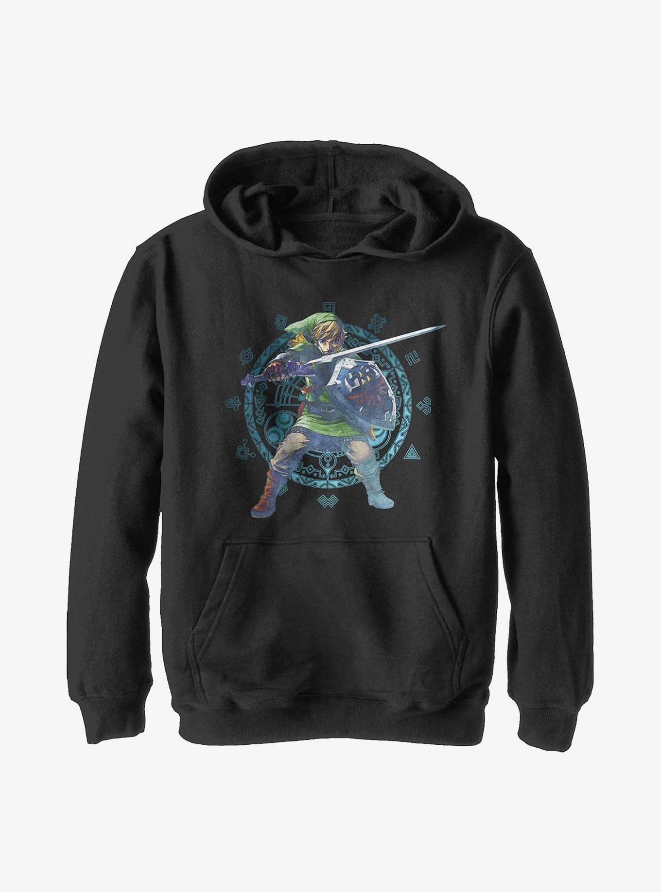 Nintendo The Legend Of Zelda Link Brandishing Youth Hoodie, BLACK, hi-res