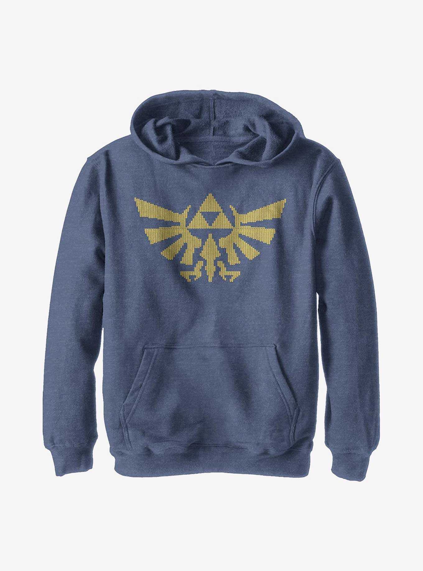 Nintendo The Legend Of Zelda Holiday Sweater Pattern Triforce Youth Hoodie, , hi-res
