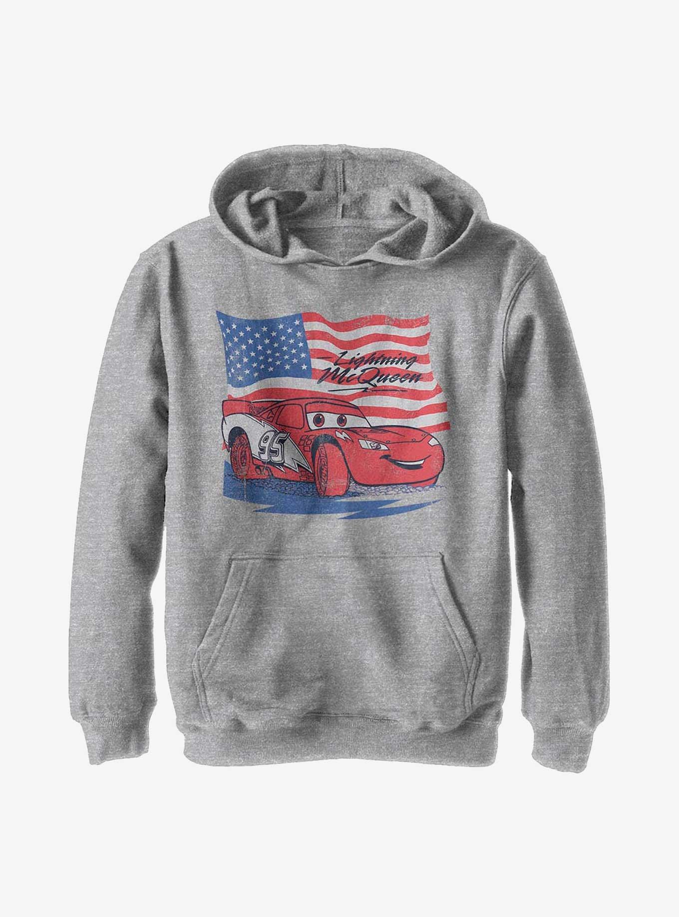 Disney Pixar Cars Lightning Flag Youth Hoodie, ATH HTR, hi-res