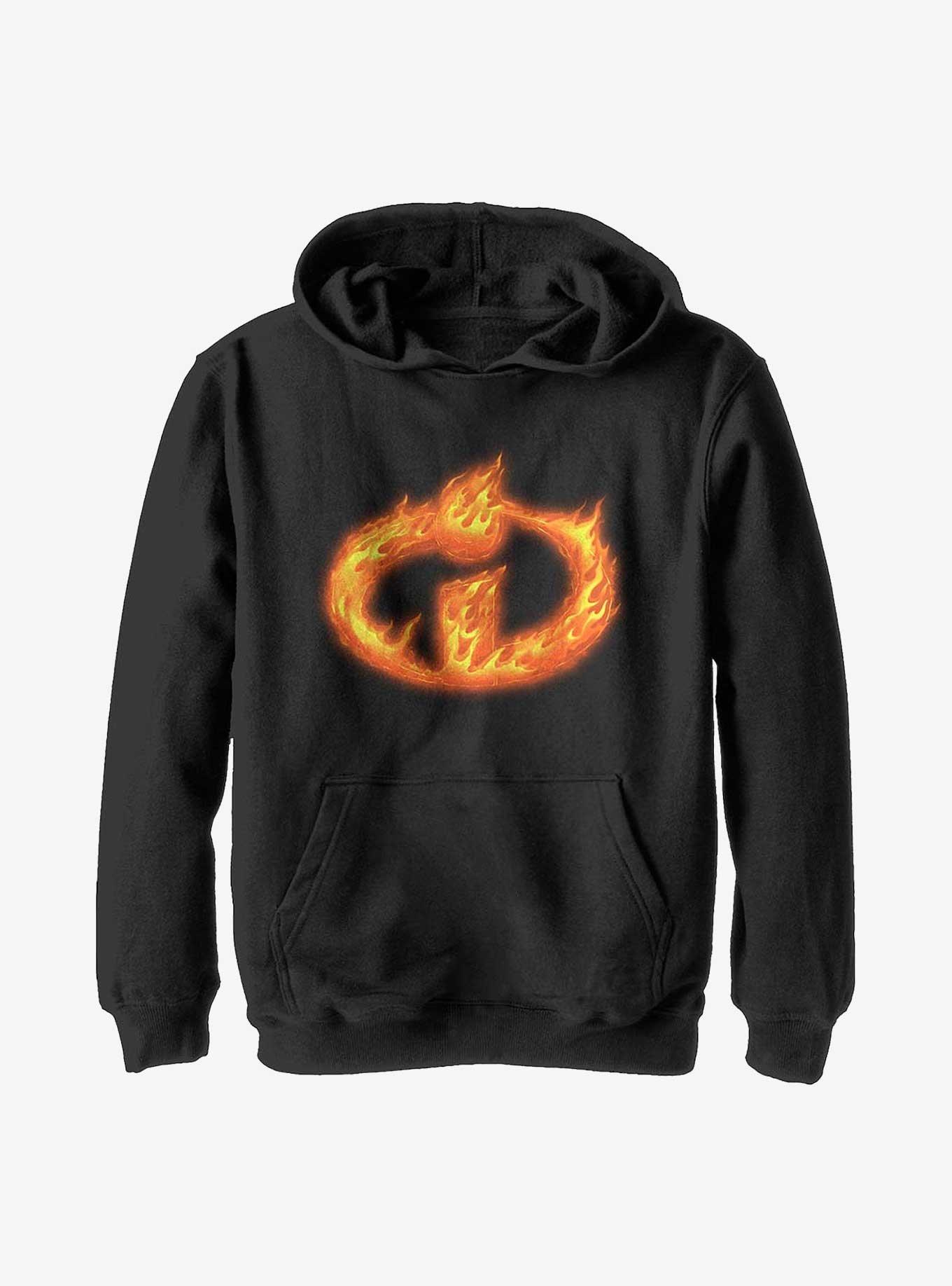 Disney Pixar The Incredibles Flaming Logo Youth Hoodie, , hi-res