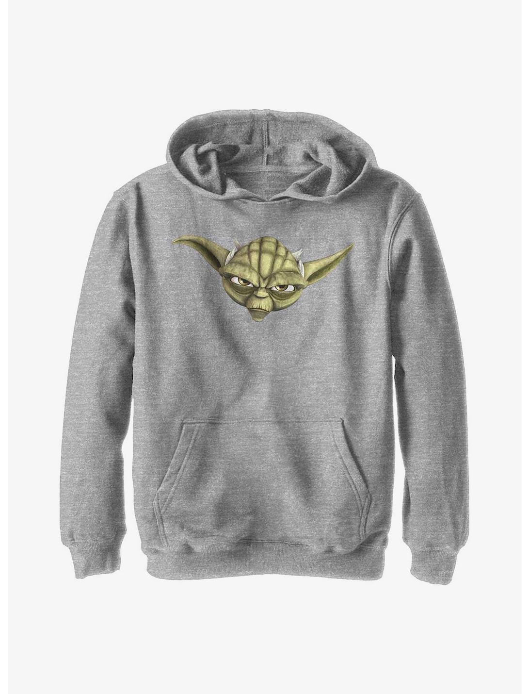 Star Wars: The Clone Wars Yoda Face Youth Hoodie, ATH HTR, hi-res