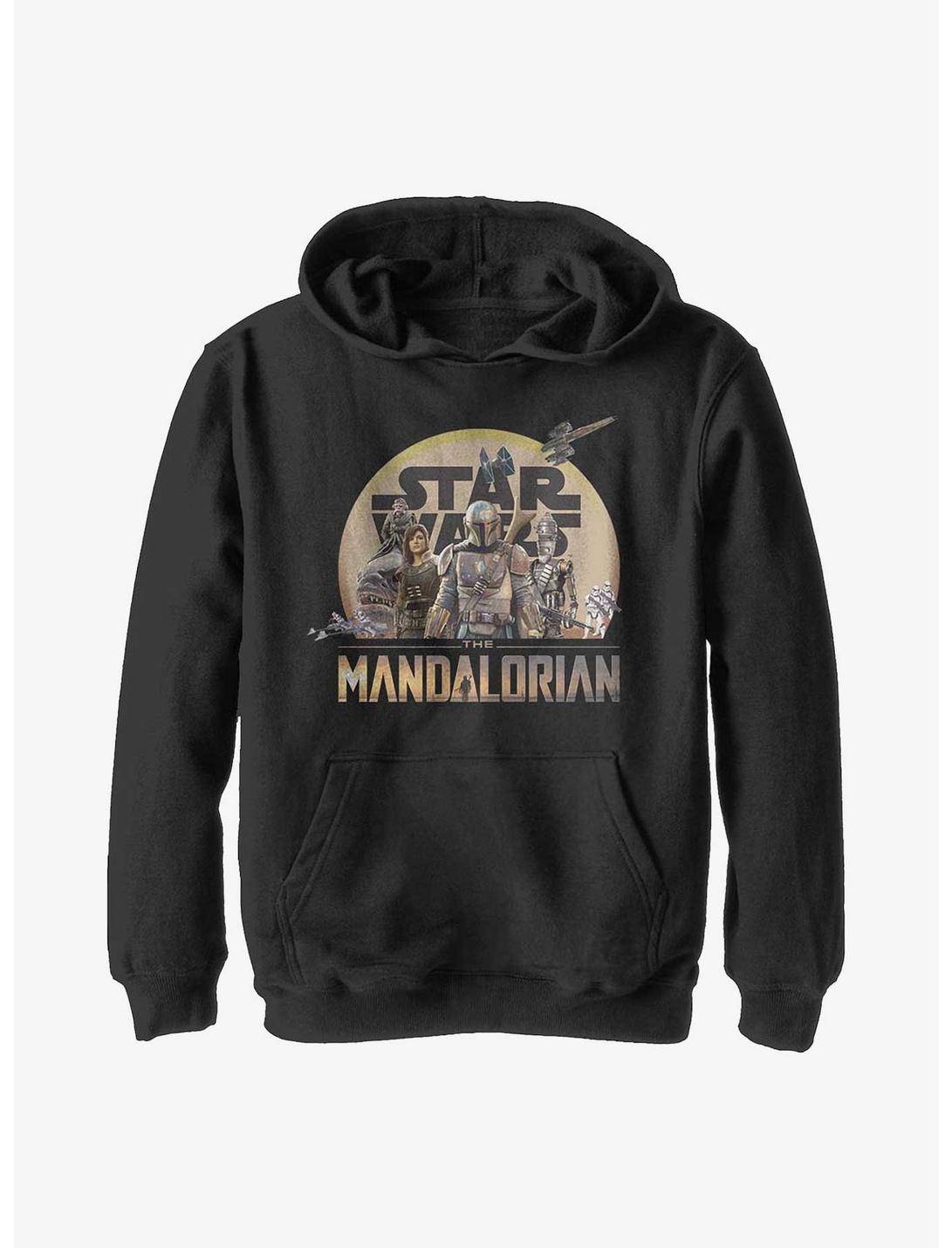 Plus Size Star Wars The Mandalorian Character Action Pose Youth Hoodie, BLACK, hi-res