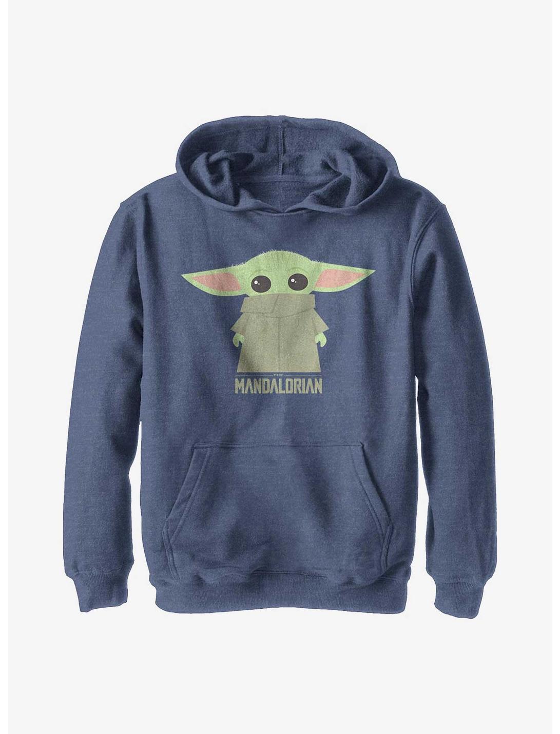 Star Wars The Mandalorian The Child Covered Face Youth Hoodie, NAVY HTR, hi-res