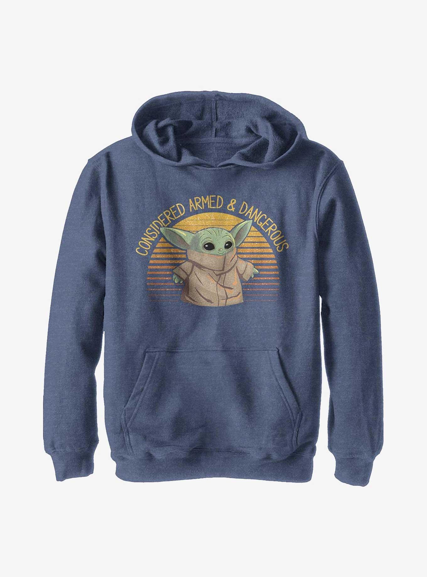 Star Wars The Mandalorian Sunset Cute The Child Youth Hoodie, NAVY HTR, hi-res