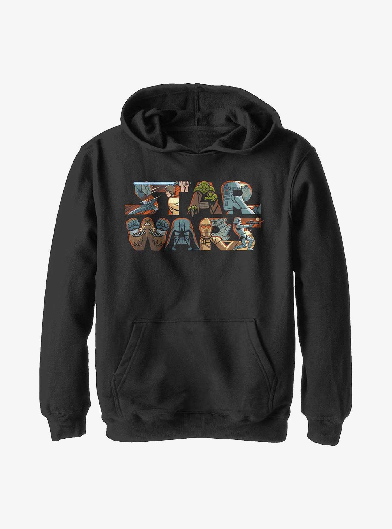 Star Wars Character Logo Youth Hoodie, BLACK, hi-res