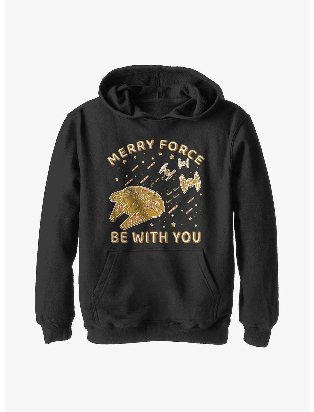 Star Wars Gingerbread Falcon Youth Hoodie, BLACK, hi-res