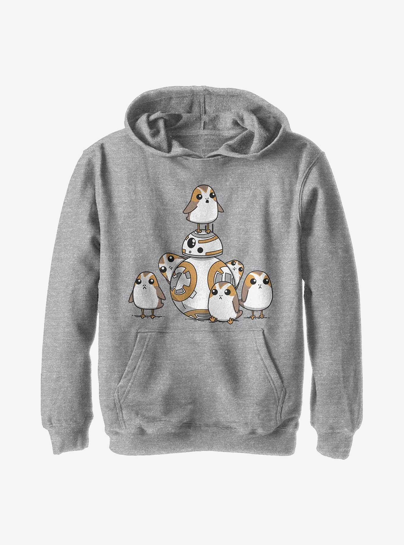 Star Wars Episode VIII: The Last Jedi BB-8 And Porgs Youth Hoodie, ATH HTR, hi-res