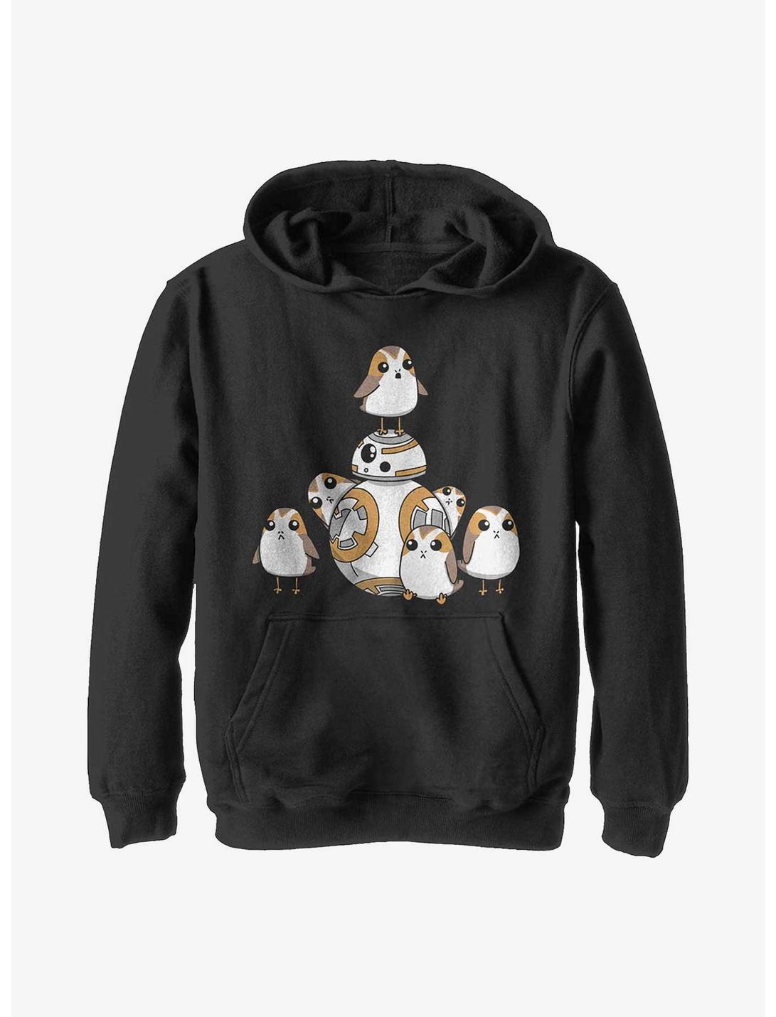 Star Wars Episode VIII: The Last Jedi BB-8 And Porgs Youth Hoodie, BLACK, hi-res