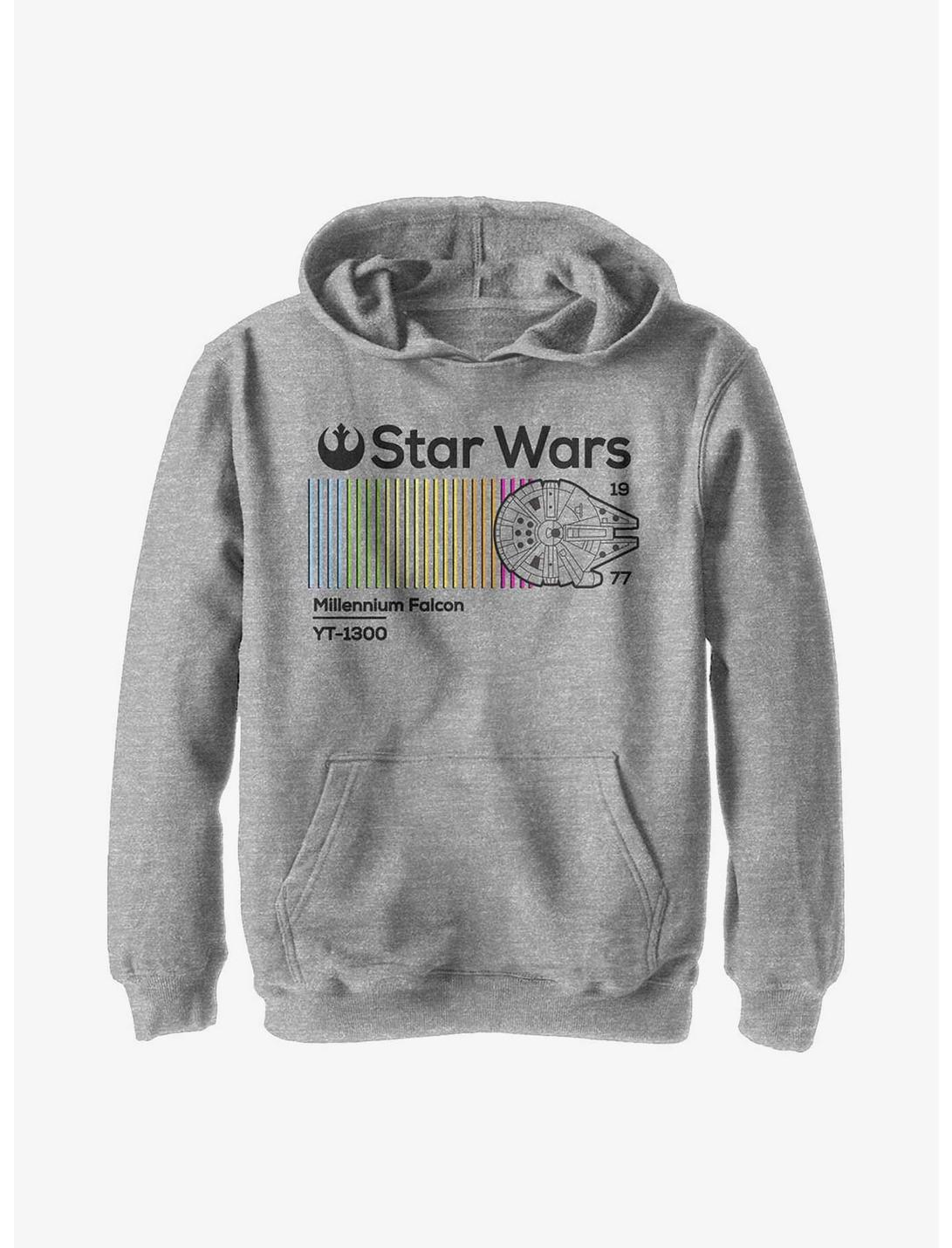 Star Wars Millennium Falcon Colored Youth Hoodie, ATH HTR, hi-res