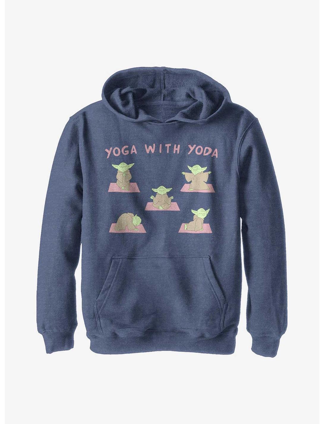 Star Wars Yoga With Yoda Youth Hoodie, NAVY HTR, hi-res