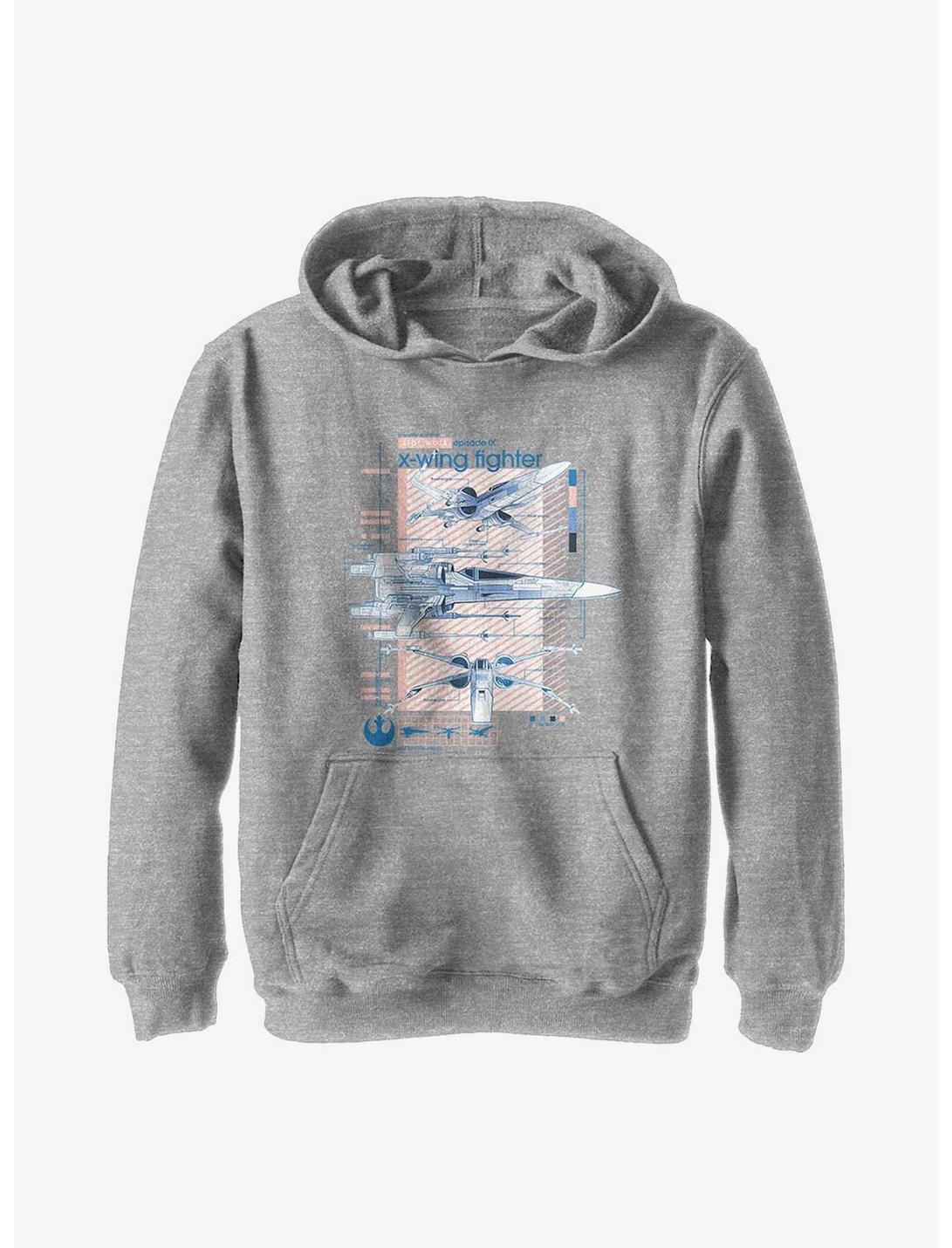 Plus Size Star Wars Episode IX: The Rise Of Skywalker Xwingers Ninety Youth Hoodie, ATH HTR, hi-res