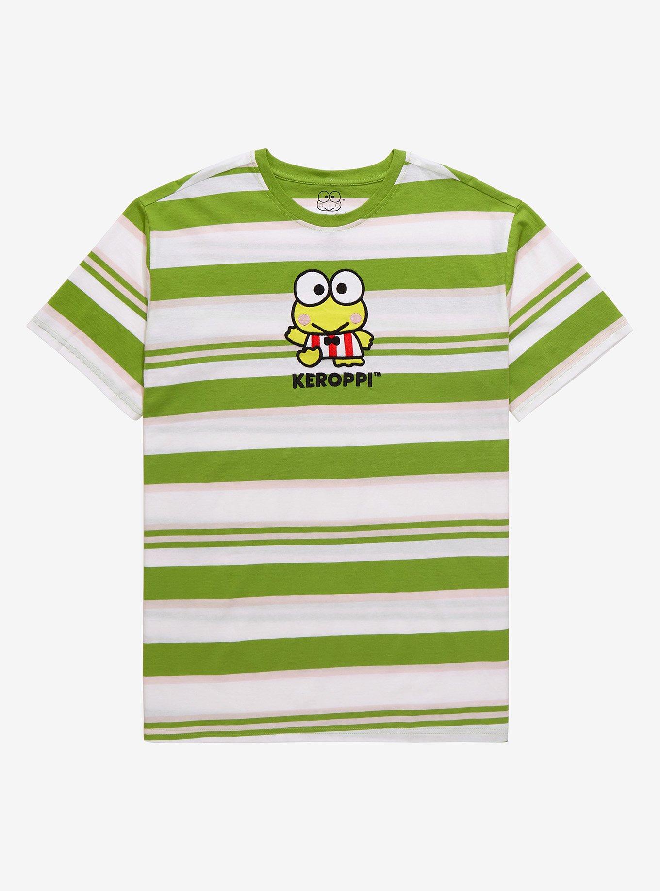 Sanrio Keroppi Portrait Embroidered Stripe T-Shirt - BoxLunch Exclusive , MULTI, hi-res