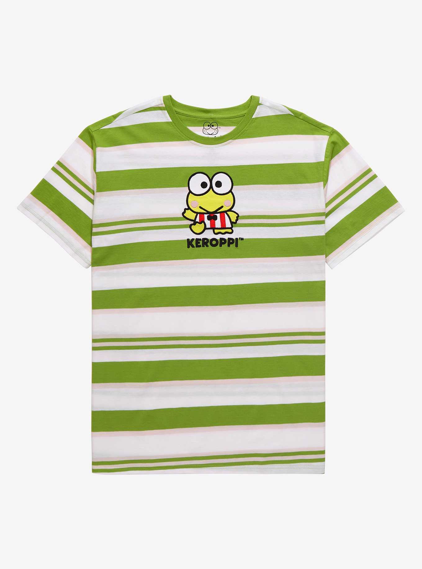 Sanrio Keroppi Portrait Embroidered Stripe T-Shirt - BoxLunch Exclusive , , hi-res
