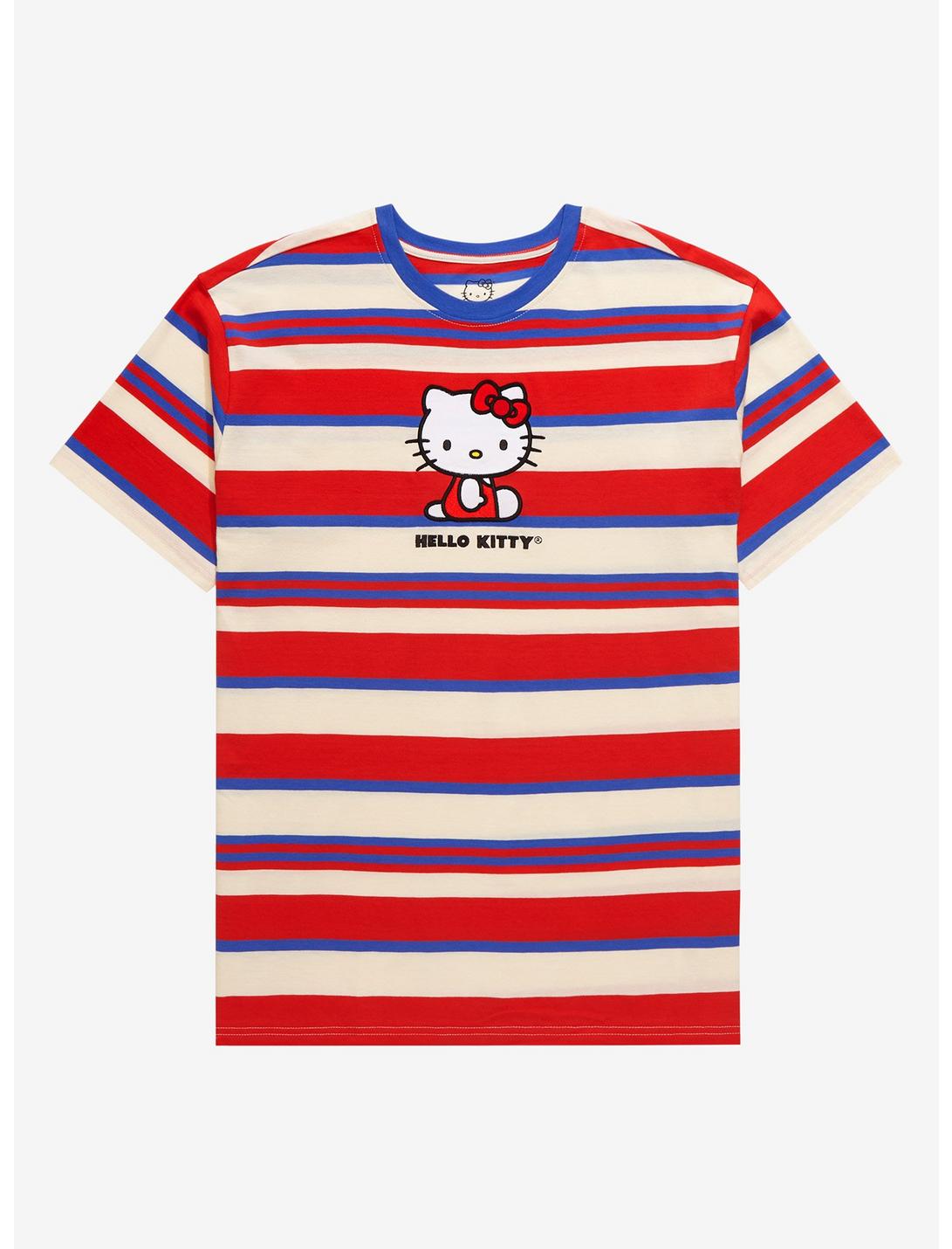 Sanrio Hello Kitty Portrait Embroidered Stripe T- Shirt - BoxLunch Exclusive, MULTI, hi-res