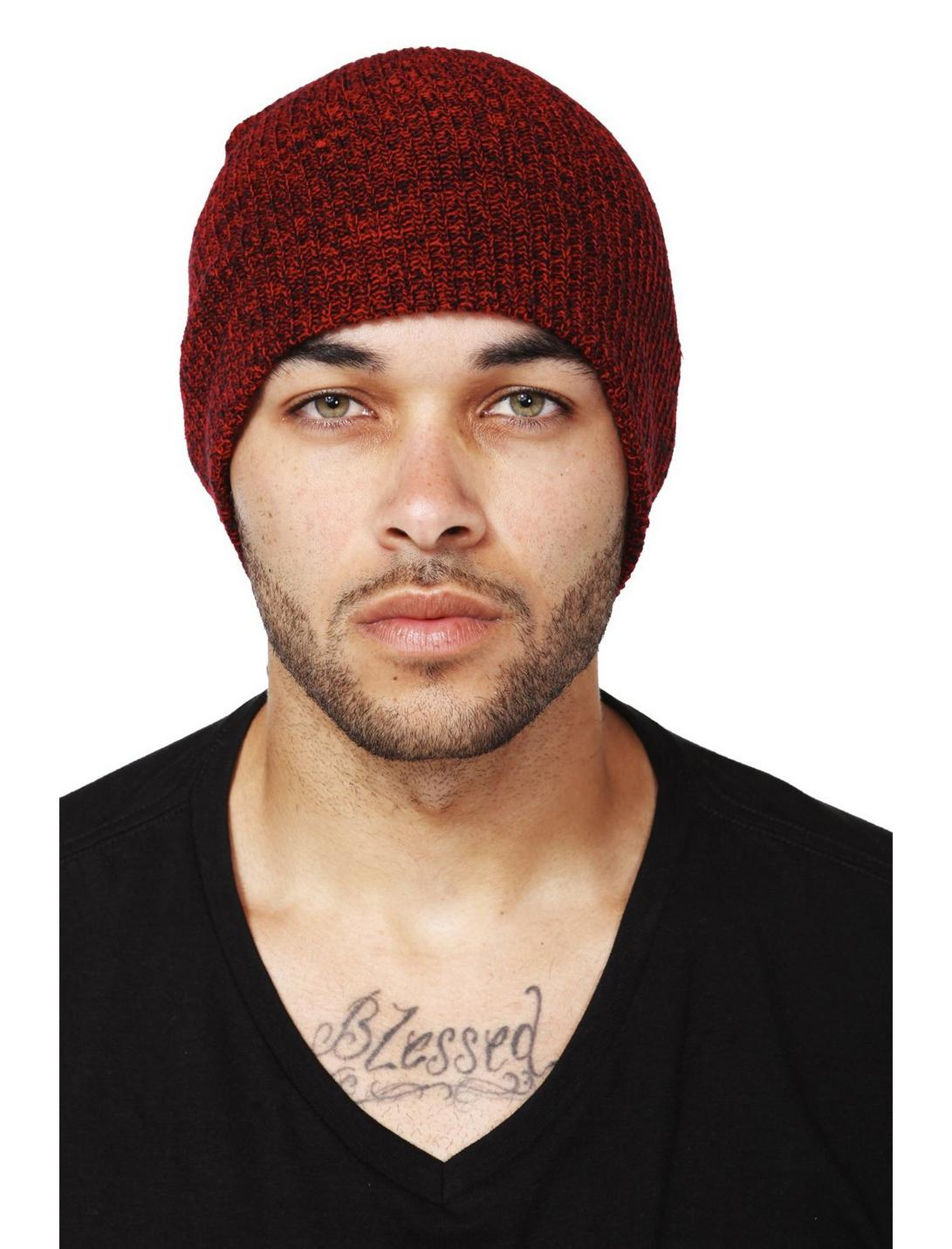 Red Marled Beanie, RED, hi-res