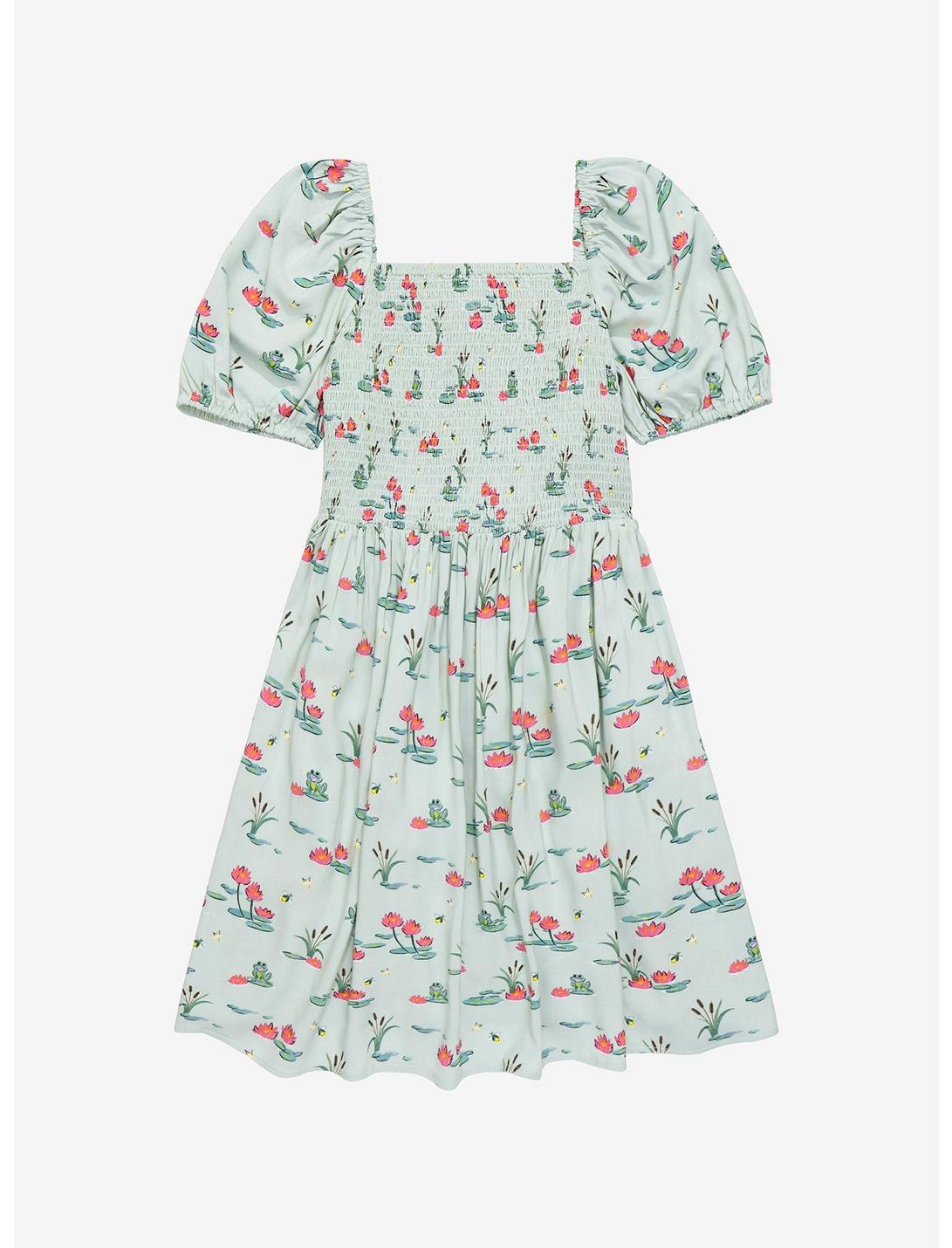 Disney The Princess and the Frog Lily Pads & Flowers Smocked Dress - BoxLunch Exclusive, LIGHT GREEN, hi-res