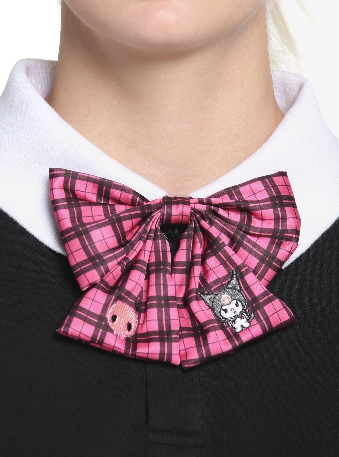 Kuromi Plaid Oversized Bow Tie, , hi-res