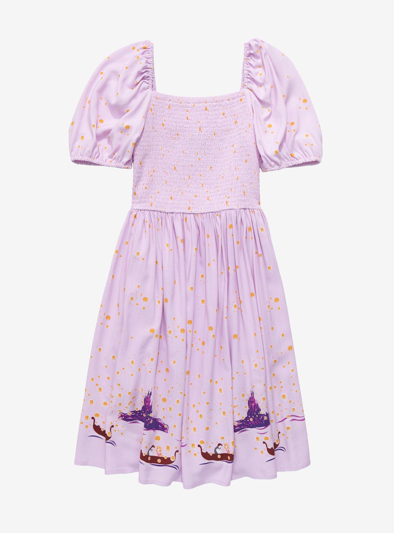 Disney Tangled Floating Lanterns Smocked Dress - BoxLunch Exclusive, LAVENDER, hi-res