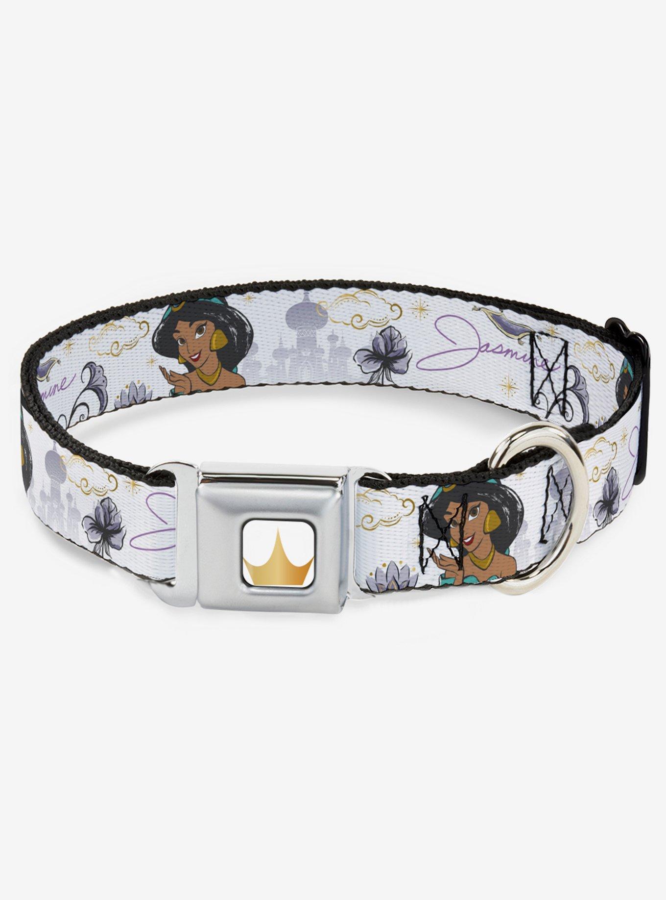 Disney Aladdin Jasmine Palace Flowers Seatbelt Dog Collar, PURPLE, hi-res