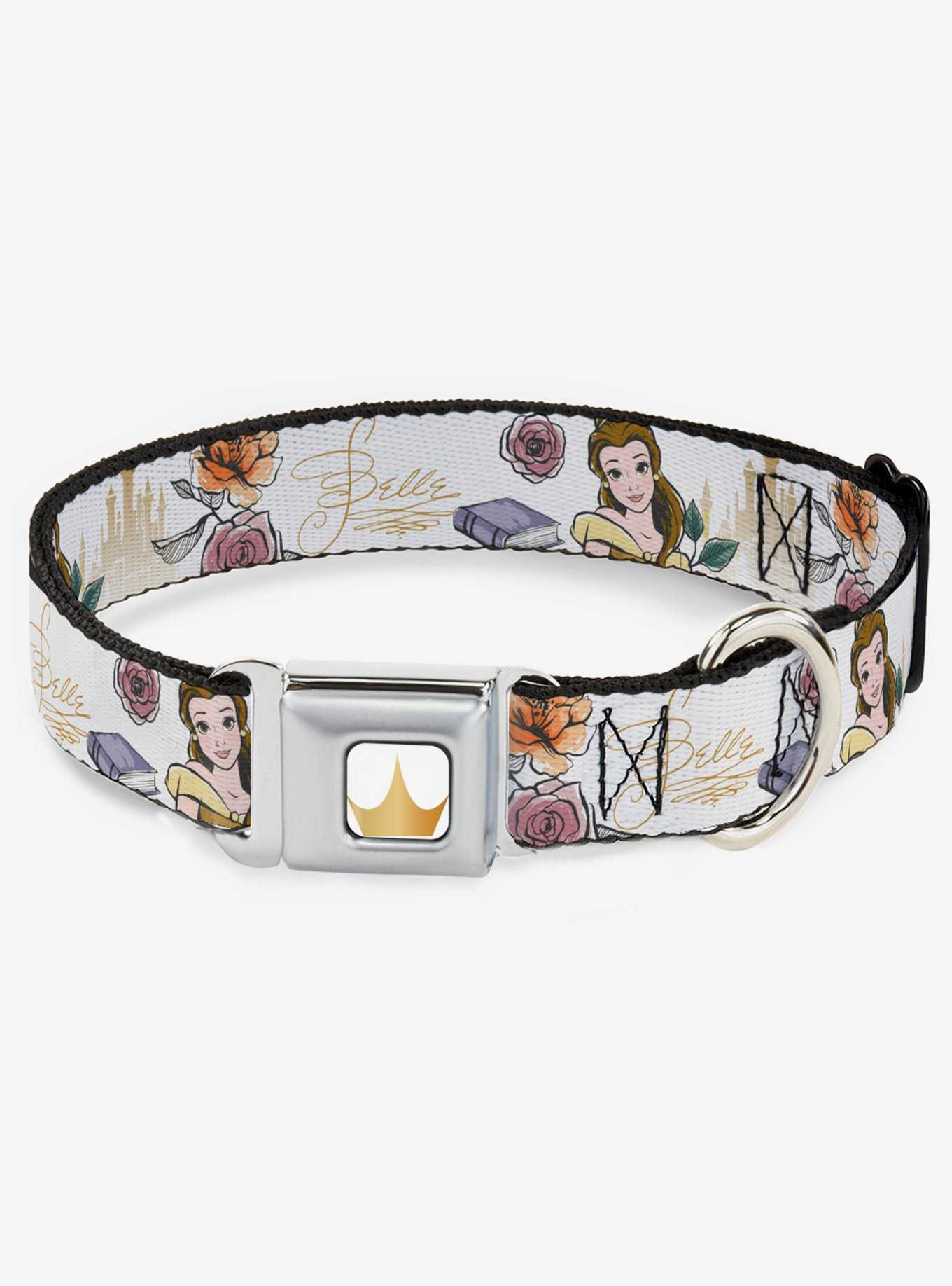 Disney Beauty And The Beast Belle Flowers Seatbelt Dog Collar, , hi-res