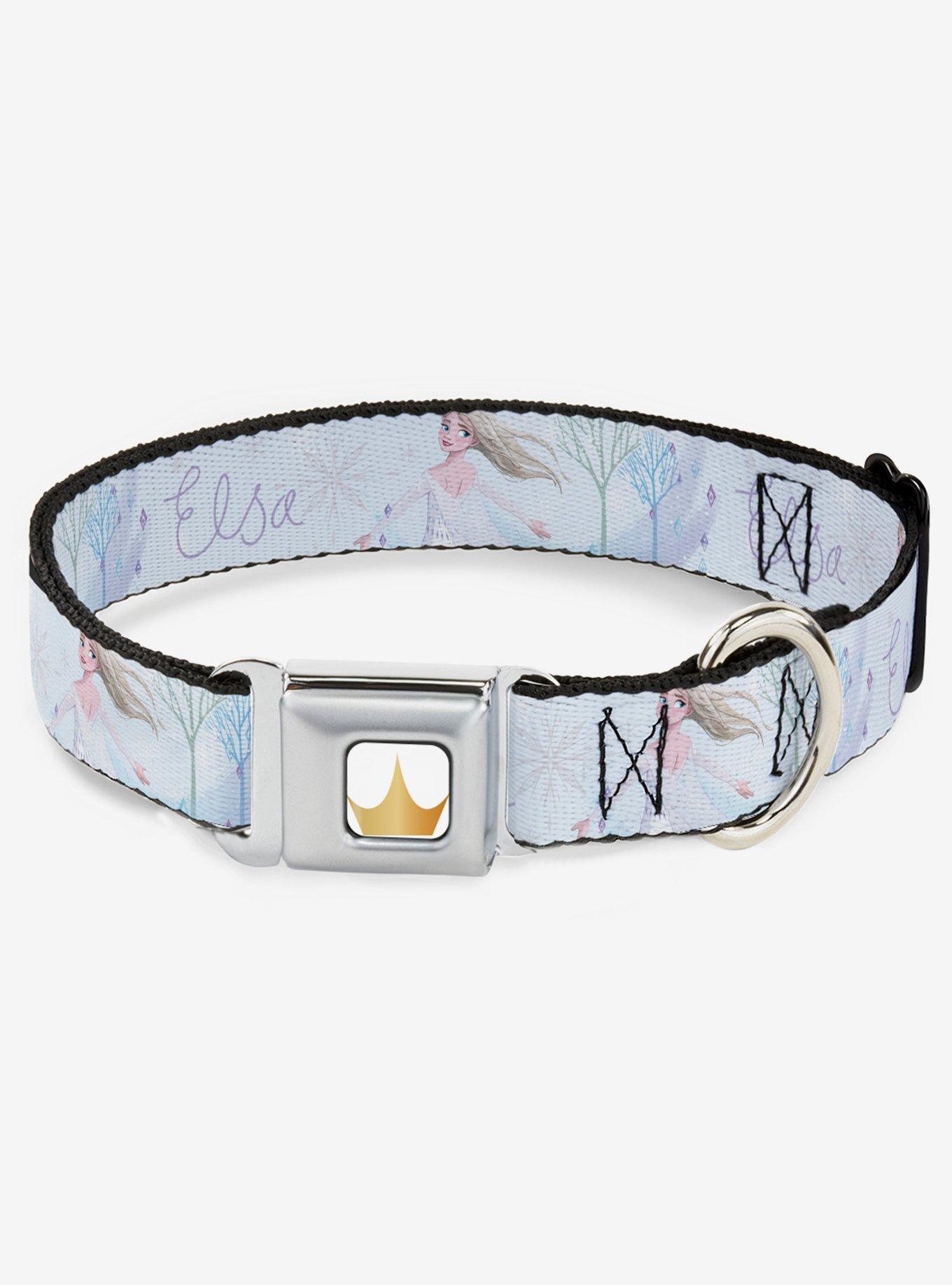 Disney Frozen Elsa Snowflake Seatbelt Dog Collar, BLUE, hi-res