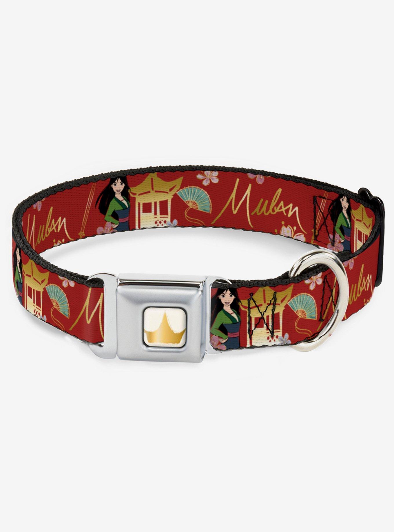 Disney Mulan Gazebo Flowers Seatbelt Dog Collar, RED, hi-res