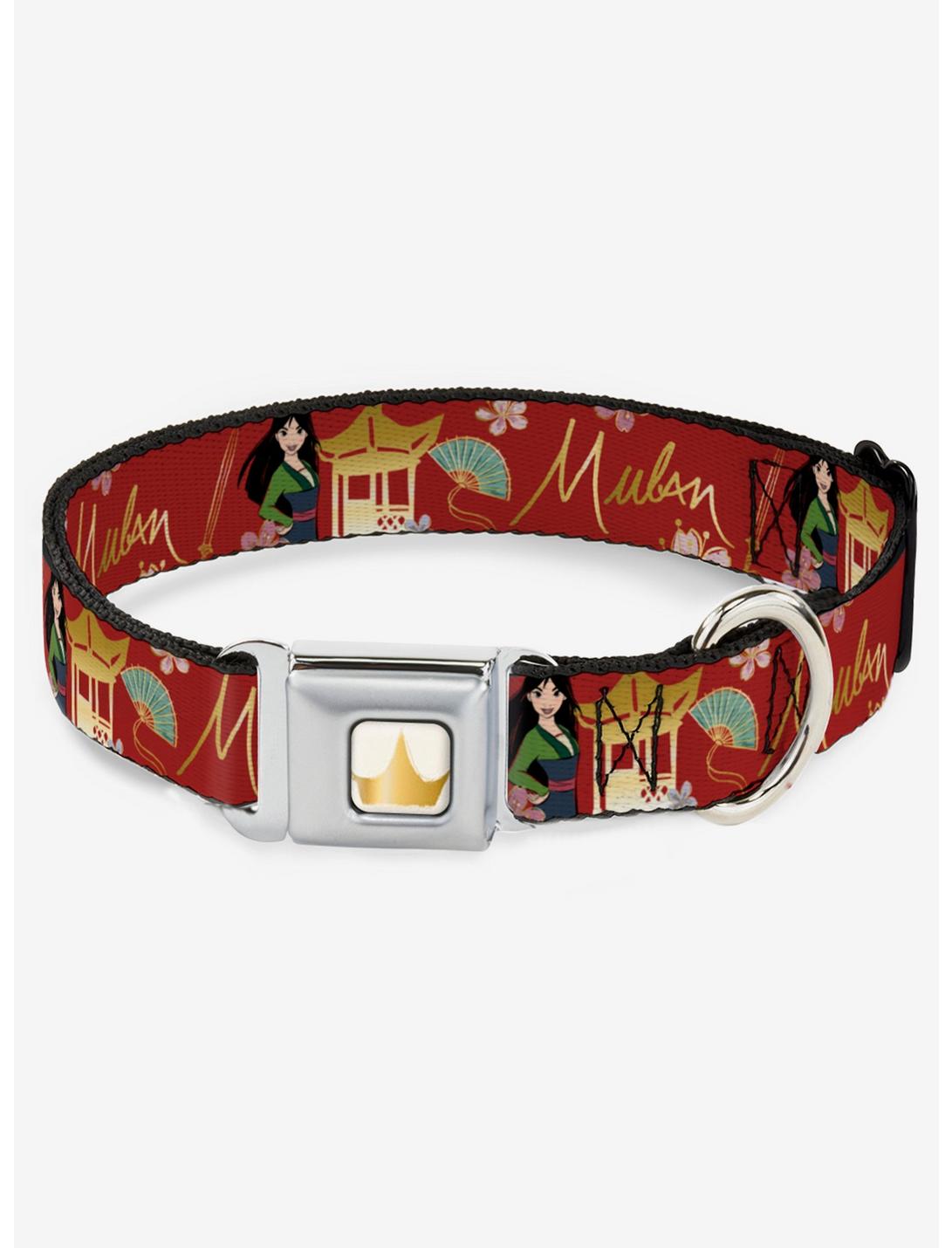 Disney Mulan Gazebo Flowers Seatbelt Dog Collar, RED, hi-res