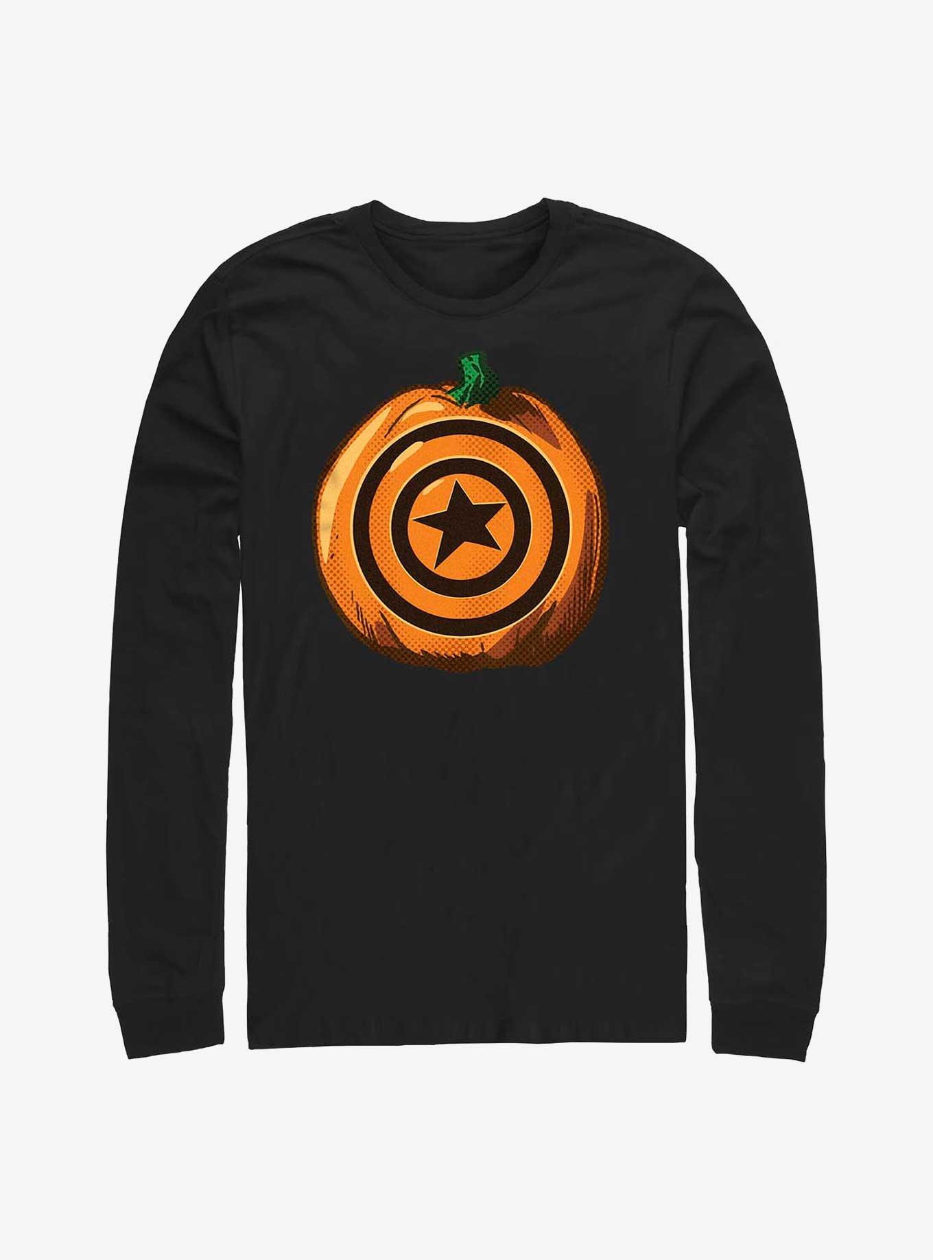 Marvel Captain America Pumpkin Long-Sleeve T-Shirt, BLACK, hi-res