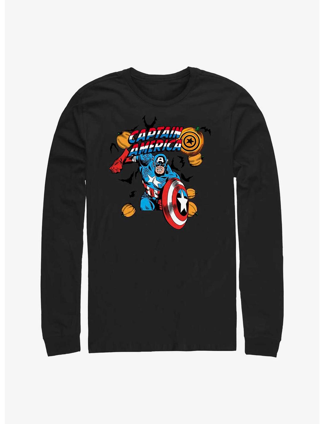 Marvel Captain America Pumpkins Long-Sleeve T-Shirt, BLACK, hi-res