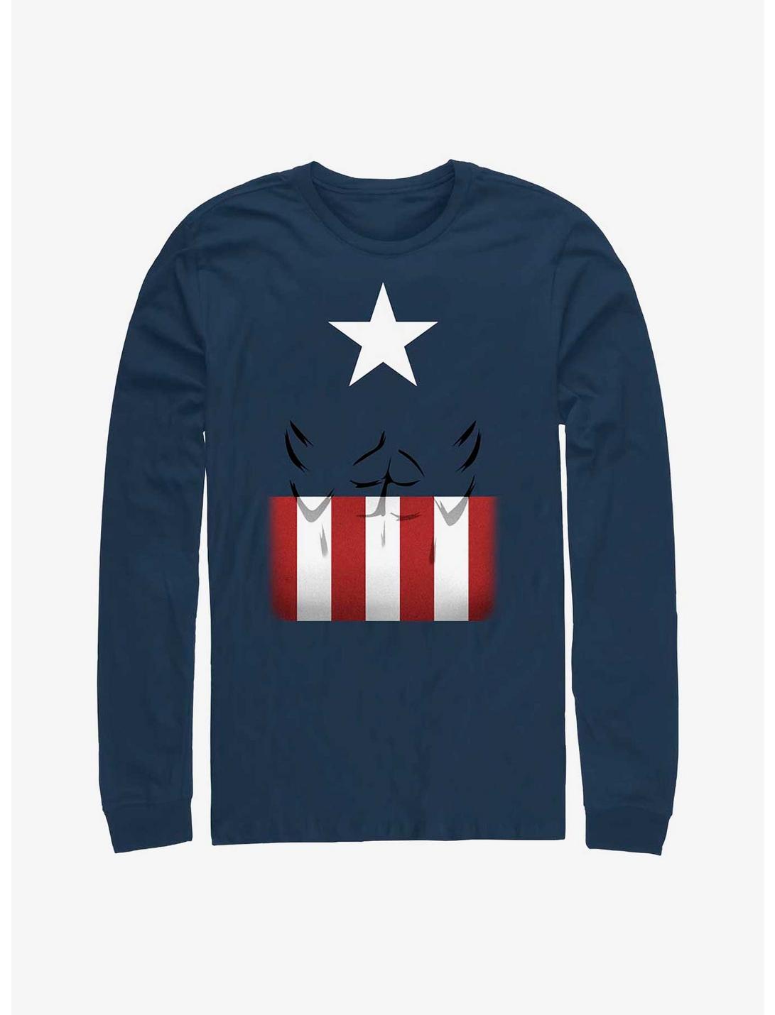 Marvel Captain America Simple Suit Long-Sleeve T-Shirt, NAVY, hi-res