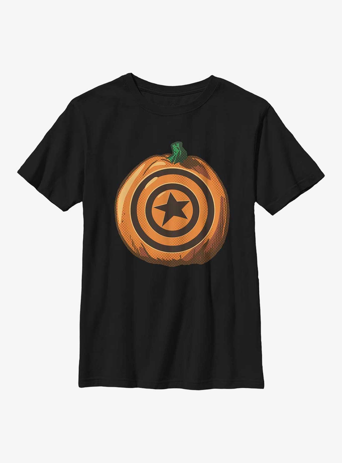 Marvel Captain America Pumpkin Youth T-Shirt, BLACK, hi-res