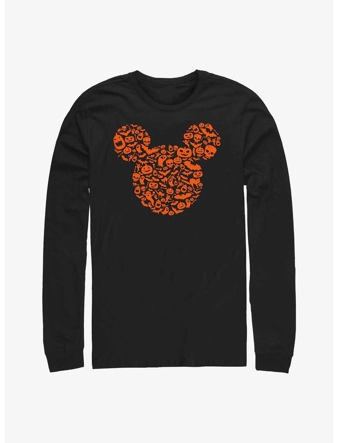 Disney Mickey Mouse Mouse Ears Halloween Icons Long-Sleeve T-Shirt, BLACK, hi-res