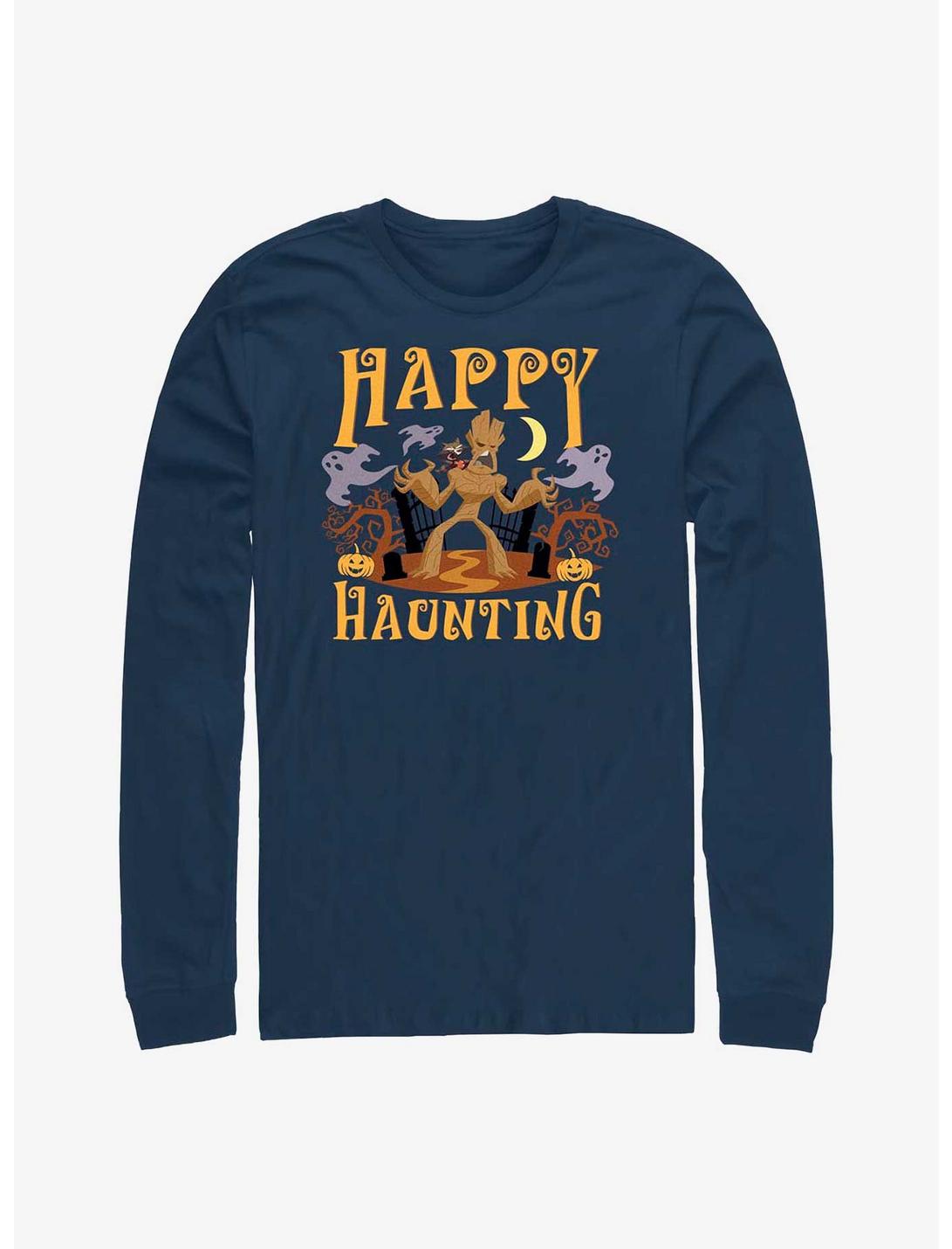 Marvel Guardians Of The Galaxy Happy Haunting Groot Long-Sleeve T-Shirt, NAVY, hi-res