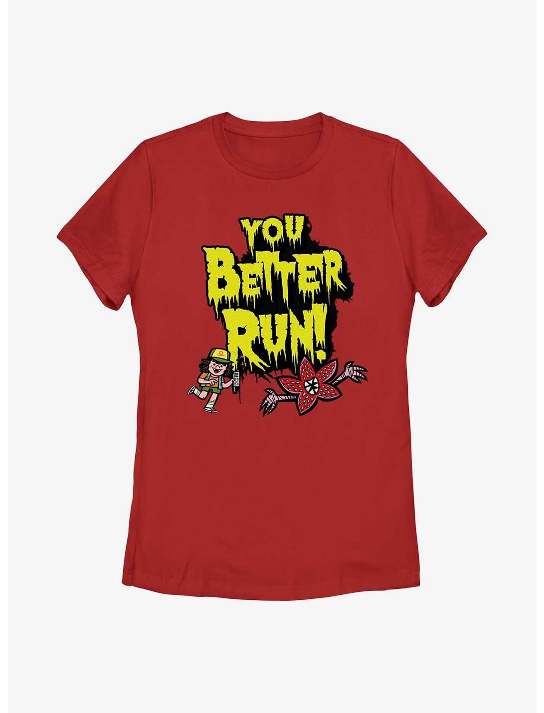 Stranger Things Better Run Womens T-Shirt, RED, hi-res