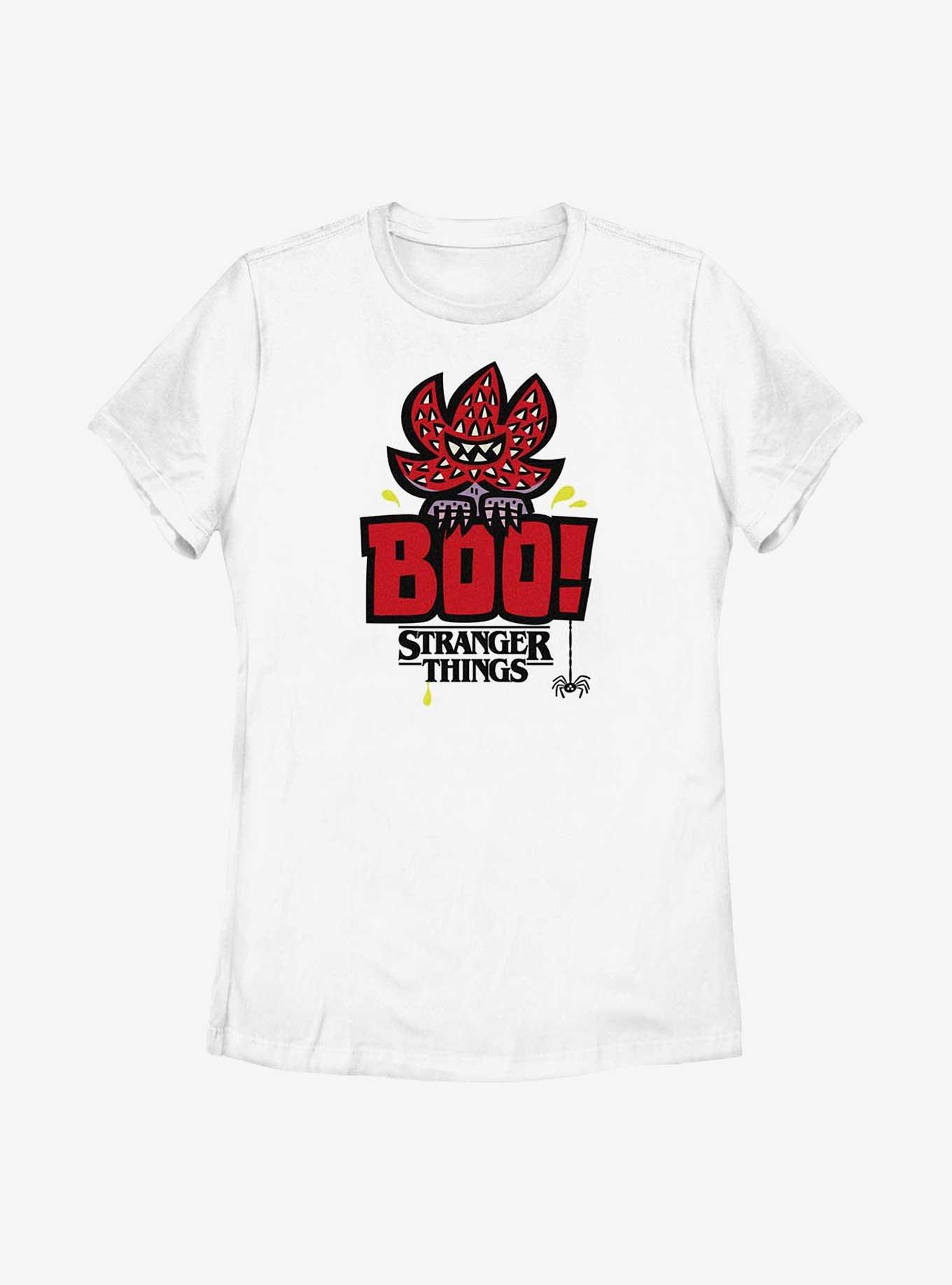 Stranger Things Boo Womens T-Shirt, WHITE, hi-res