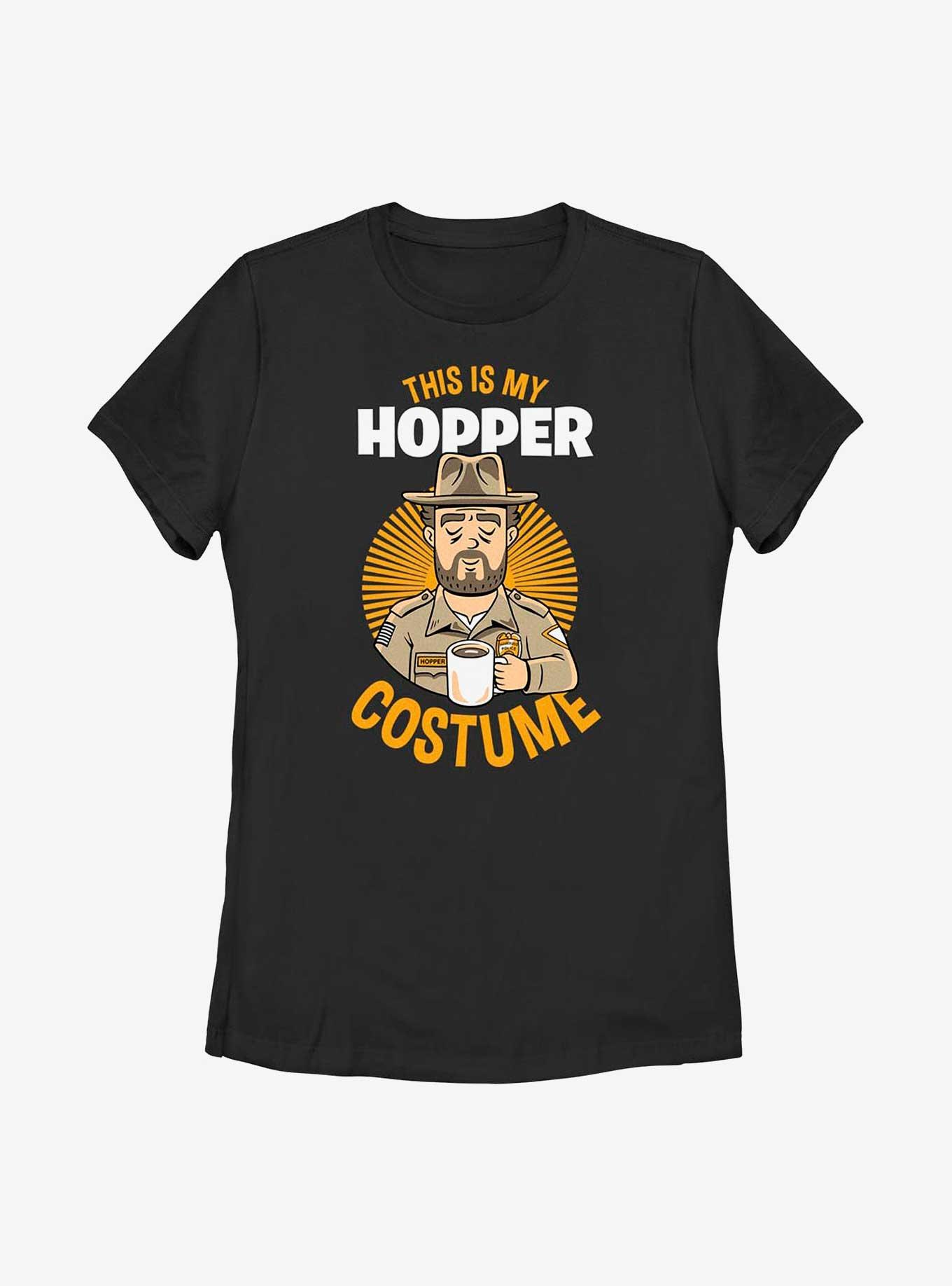 Stranger Things Hopper Costume Womens T-Shirt, BLACK, hi-res