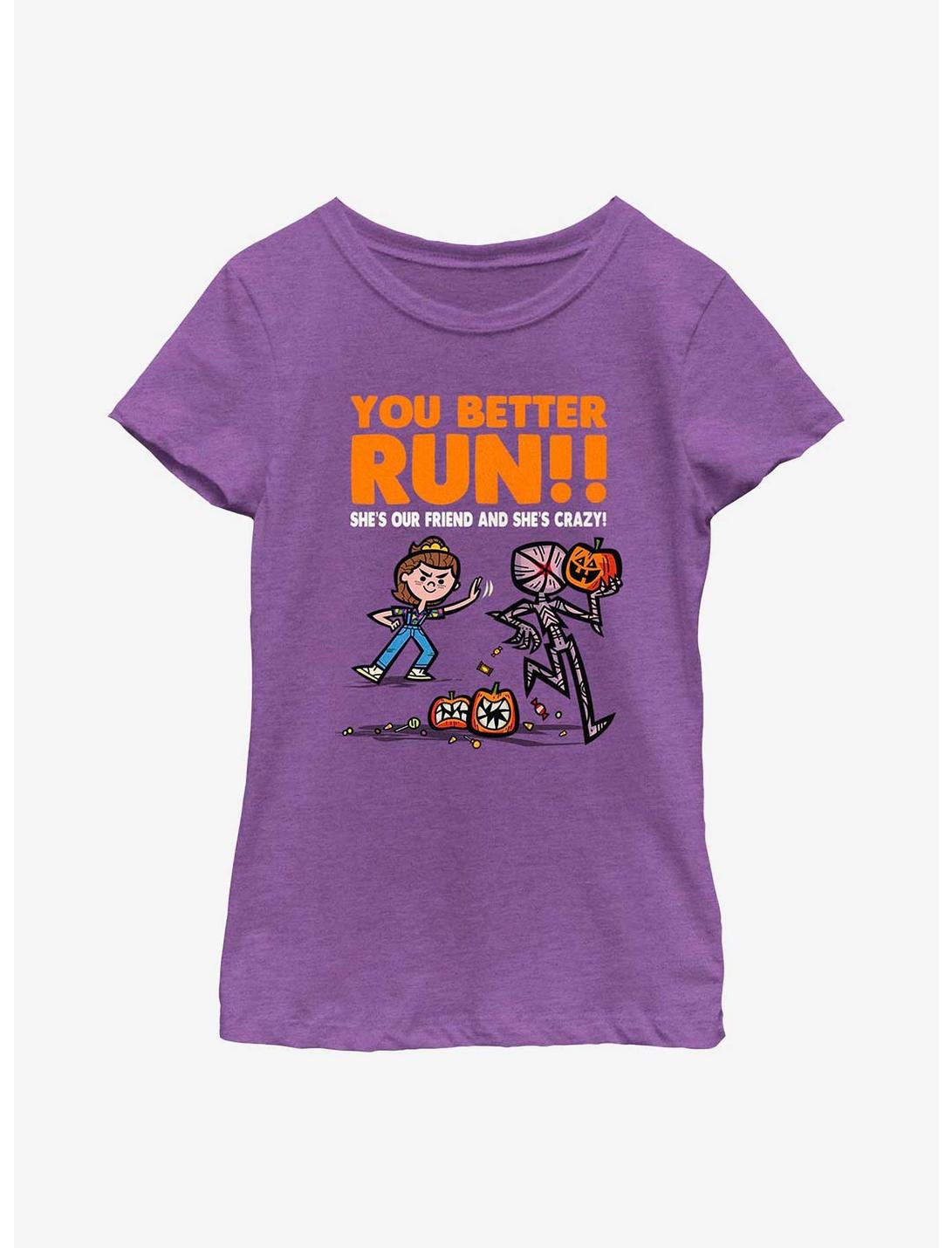 Stranger Things Crazy Friend Youth Girls T-Shirt, PURPLE BERRY, hi-res