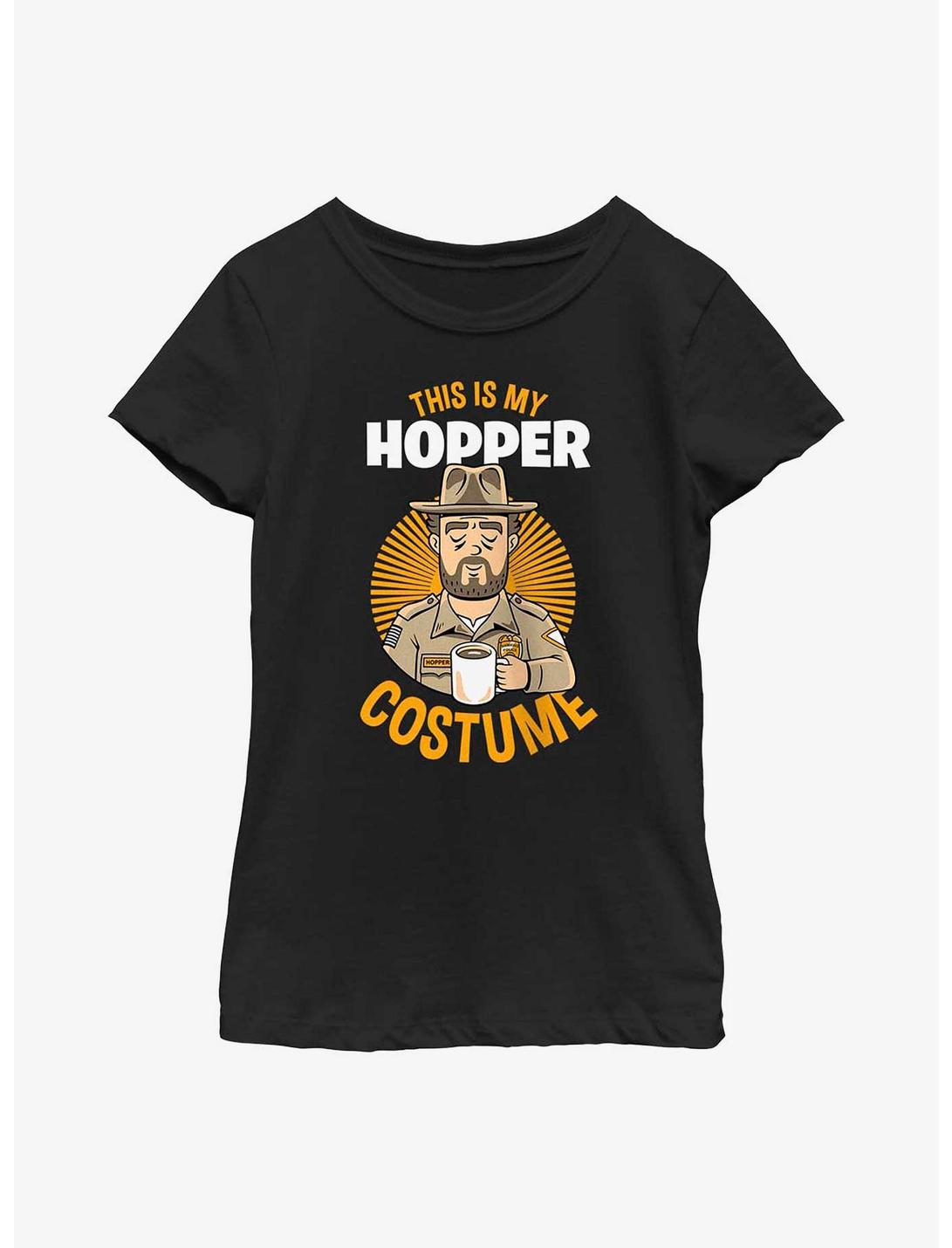 Stranger Things Hopper Costume Youth Girls T-Shirt, BLACK, hi-res
