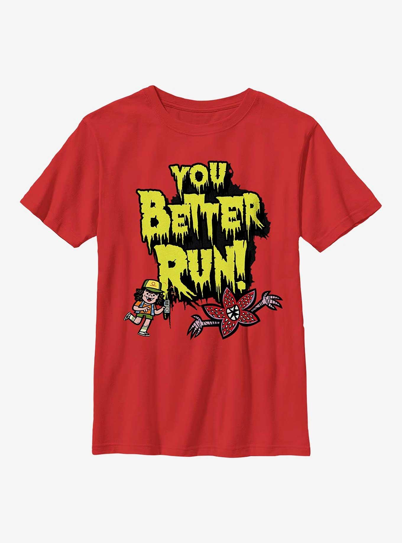 Stranger Things Better Run Youth T-Shirt, RED, hi-res