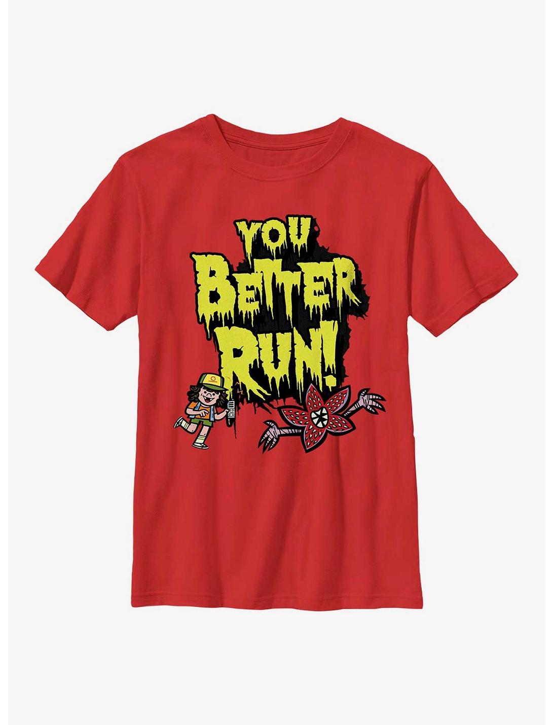 Stranger Things Better Run Youth T-Shirt, RED, hi-res