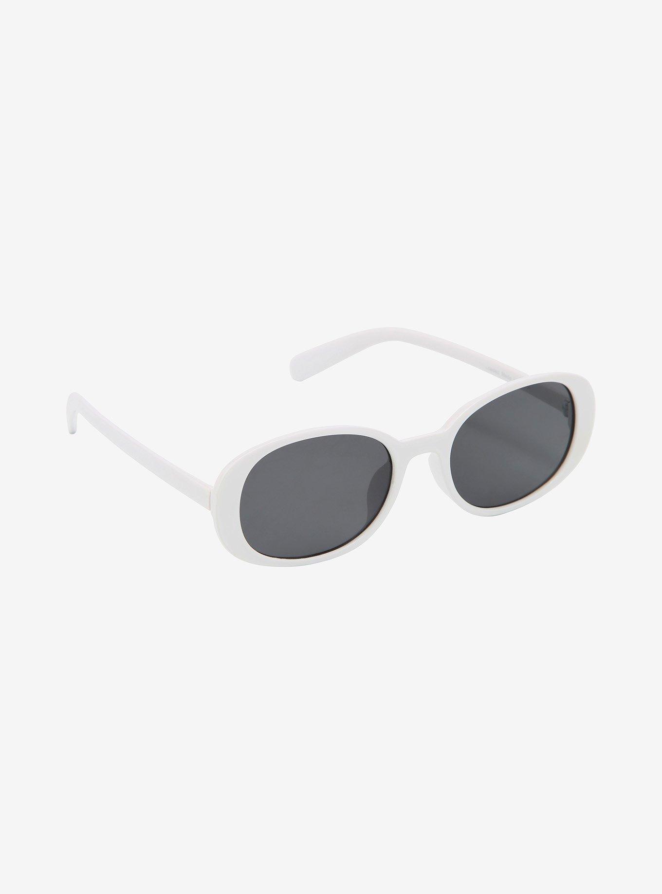 Large White Oval Sunglasses, , hi-res