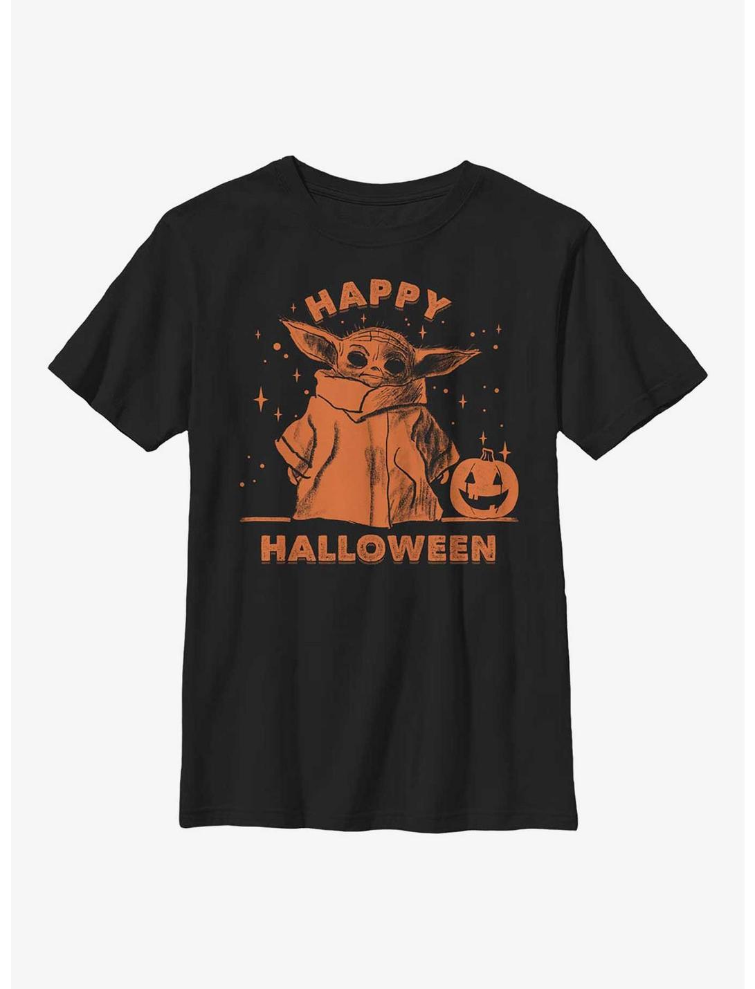 Star Wars The Mandalorian Happy Halloween Youth T-Shirt, BLACK, hi-res