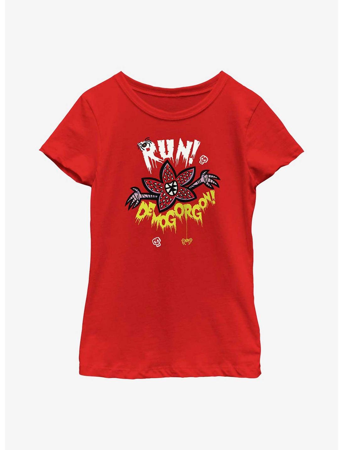 Stranger Things Run Away Youth Girls T-Shirt, RED, hi-res