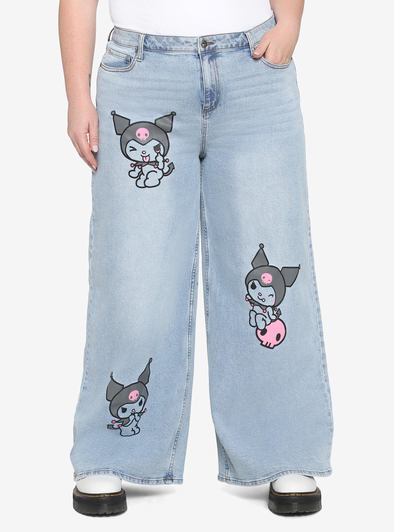 Kuromi Straight Leg Jeans Plus Size, MULTI, hi-res
