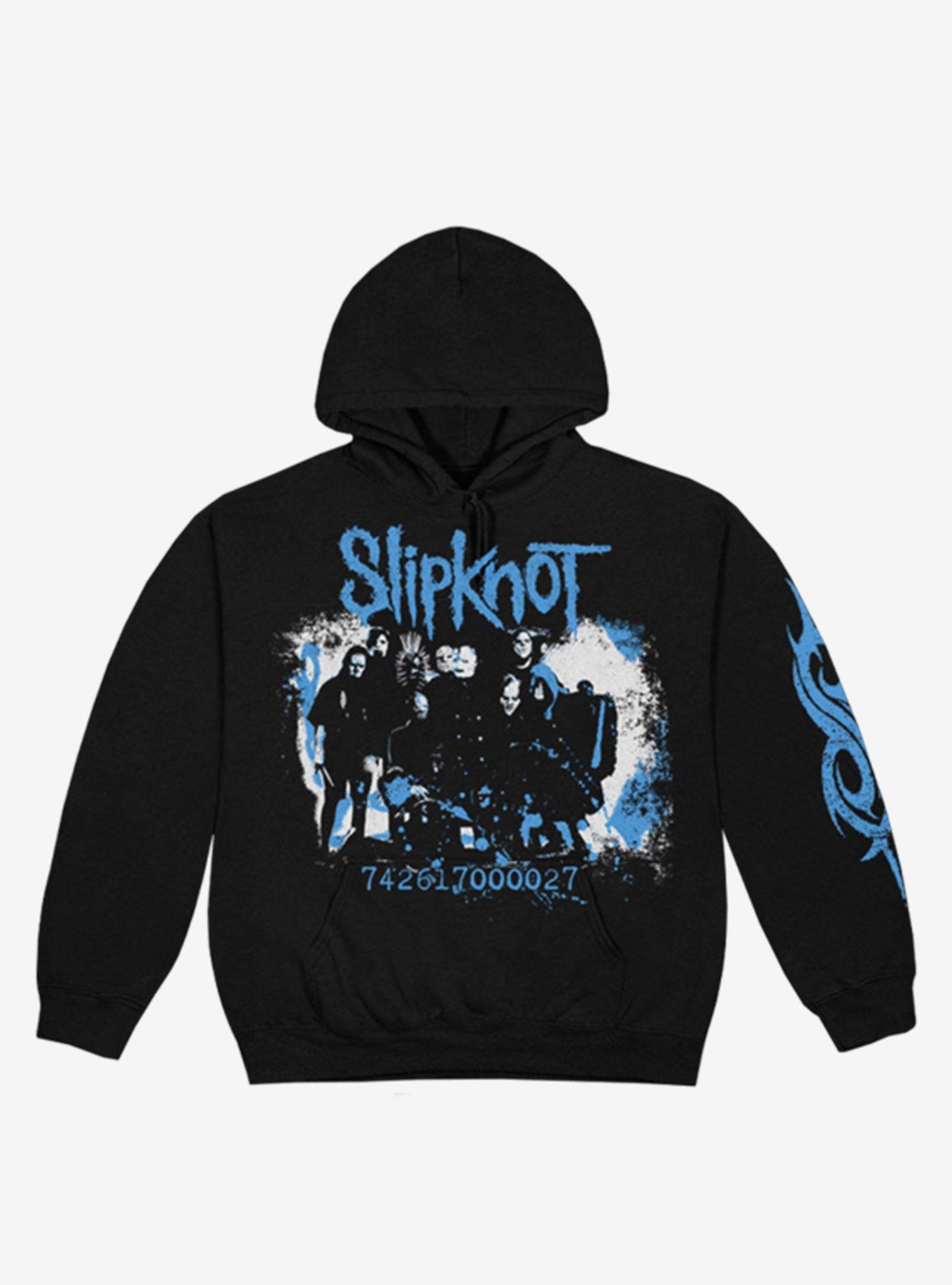 Slipknot Group Portrait & Barcode Number Hoodie, BLACK, hi-res