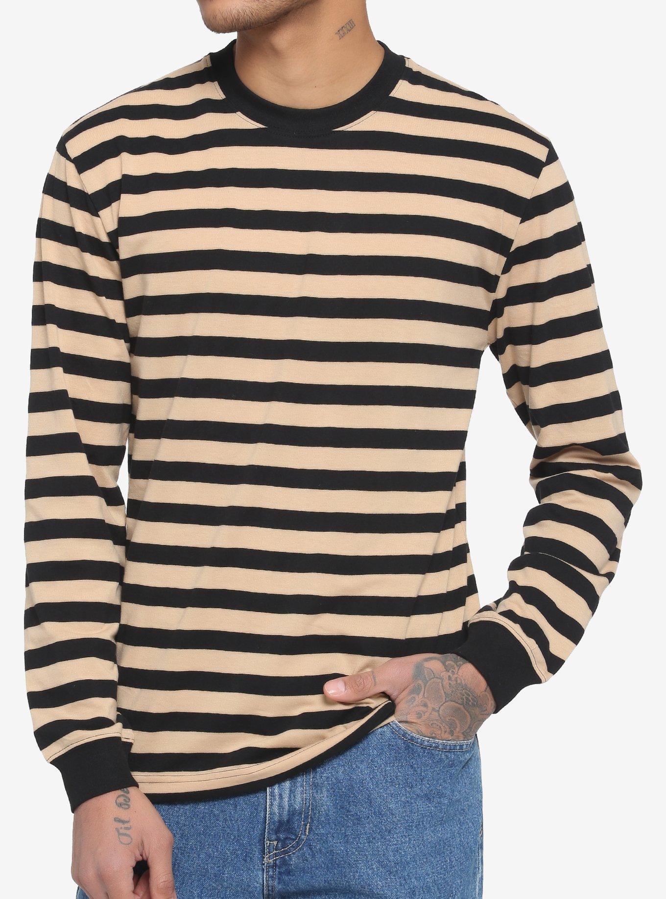 Brown & Black Stripe Long-Sleeve T-Shirt, SAND, hi-res