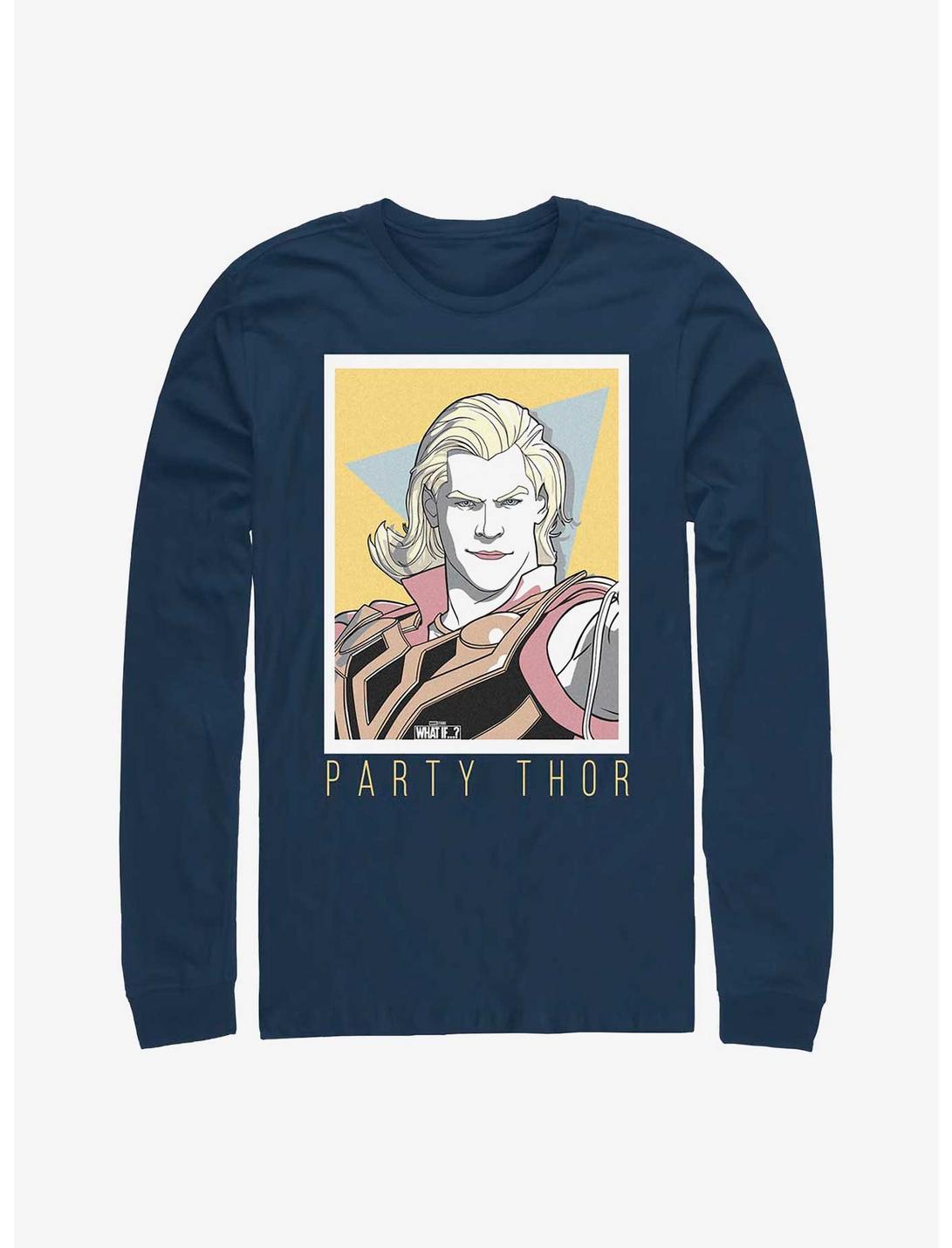 Plus Size Marvel What If...? Party Thor Simple Long-Sleeve T-Shirt, NAVY, hi-res