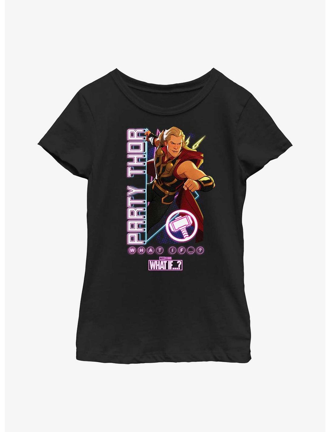 Marvel What If...? Party TIme Thor Youth Girls T-Shirt, BLACK, hi-res